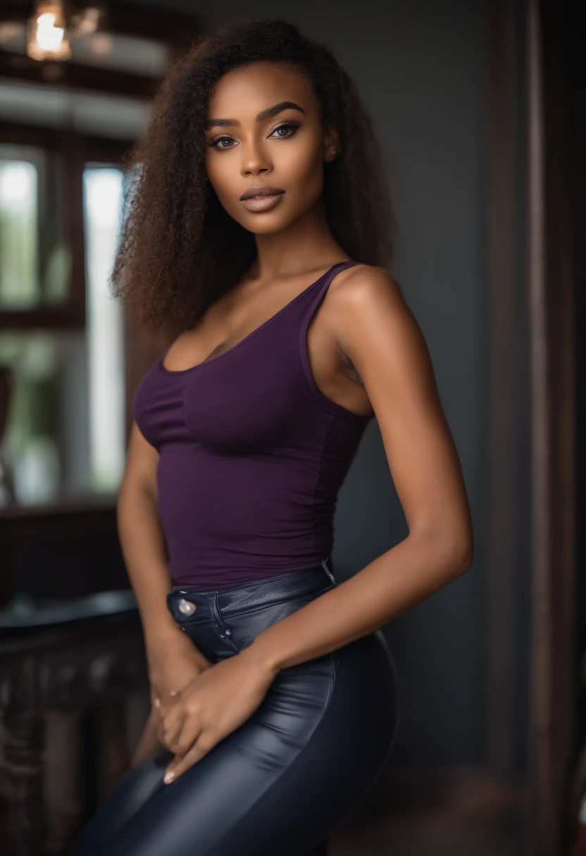 ((Dark African skin, Very deep ebony skin)), ((Its beauty is undeniable)), ((Excited cute face)), ((Hyper detailed perfect eyes,)), ((pose mignonne)), ((Langue sortie)), ((Seductive )), sexy, (( Tight mesh shirt, shorts courts sexy)), ((Afro ponytail with long African curly hair,)), (( peau)), (( gros seins )), ((debout, vue de face)), ((toucher ses propres jambes dans une pose sexy)), ((dehors, Ville publique)), Sharp Focus CGI, photoreallistic, High detail, Realstic, Masterpiece, absurdes, Best quality, Hdr, High quality, high-definition, Extremely detailed, 8k wallpaper, Intricate details, 8K UHD, Full-HD, (photo realist:1.2), contraste, intense illumination, lighting cinematic, natural lighting, hard light, contre-jour, Illumination globale, occlusion ambiante, bare ebony spread to show dirty, Workwear, Elegant, respectueuse, with red lipstick.
