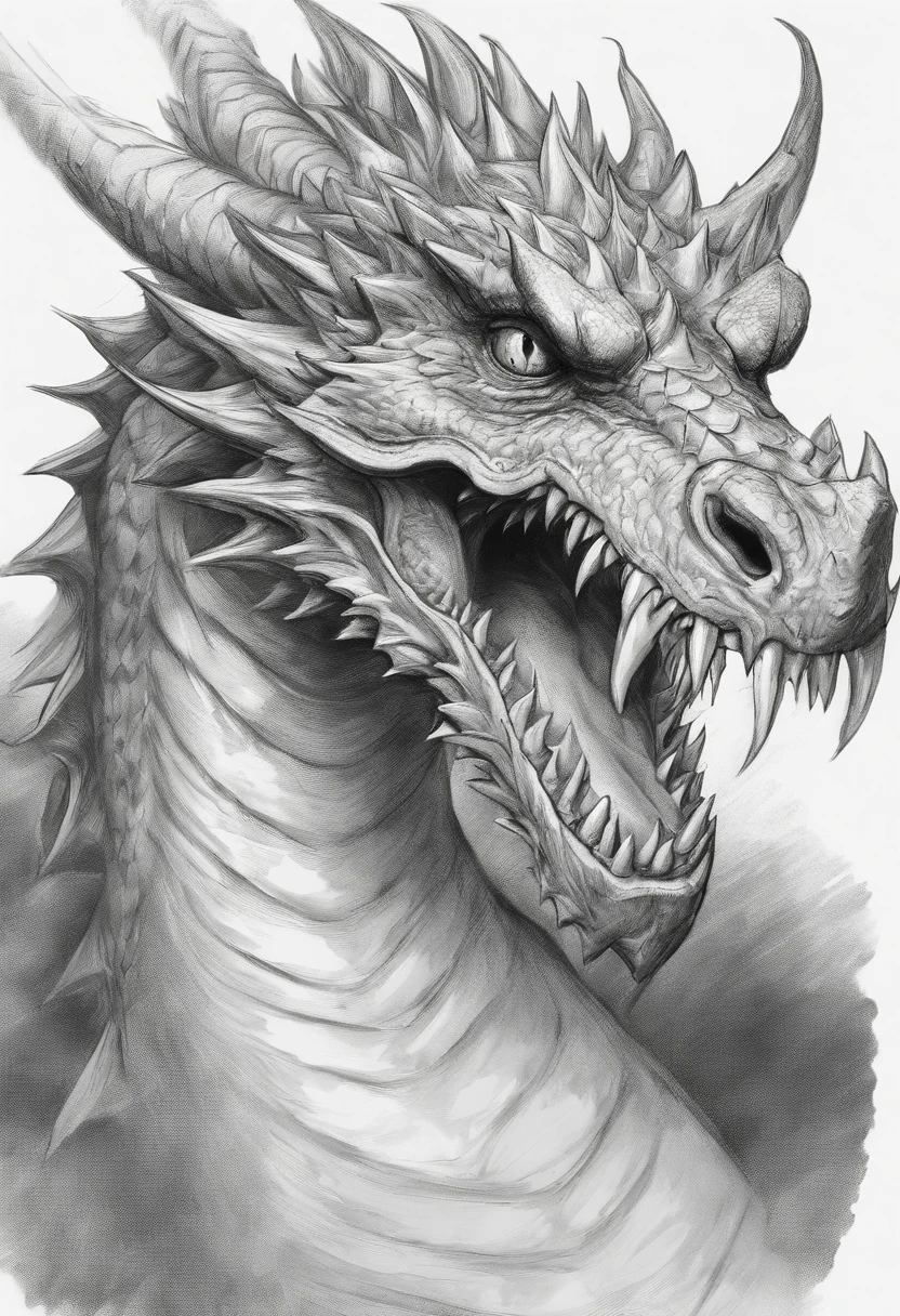 a drawing of a dragon head with sharp teeth and sharp teeth, dragon portrait, dragon face, portrait of a dragon, dragon art, epic pencil illustration, dragon head, detailed dragon, by Adam Marczyński, dragon head!, dragon with scars, by Sava Šumanović, by Arthur Pan, a dragon, well designed female dragon head, dragon mouth