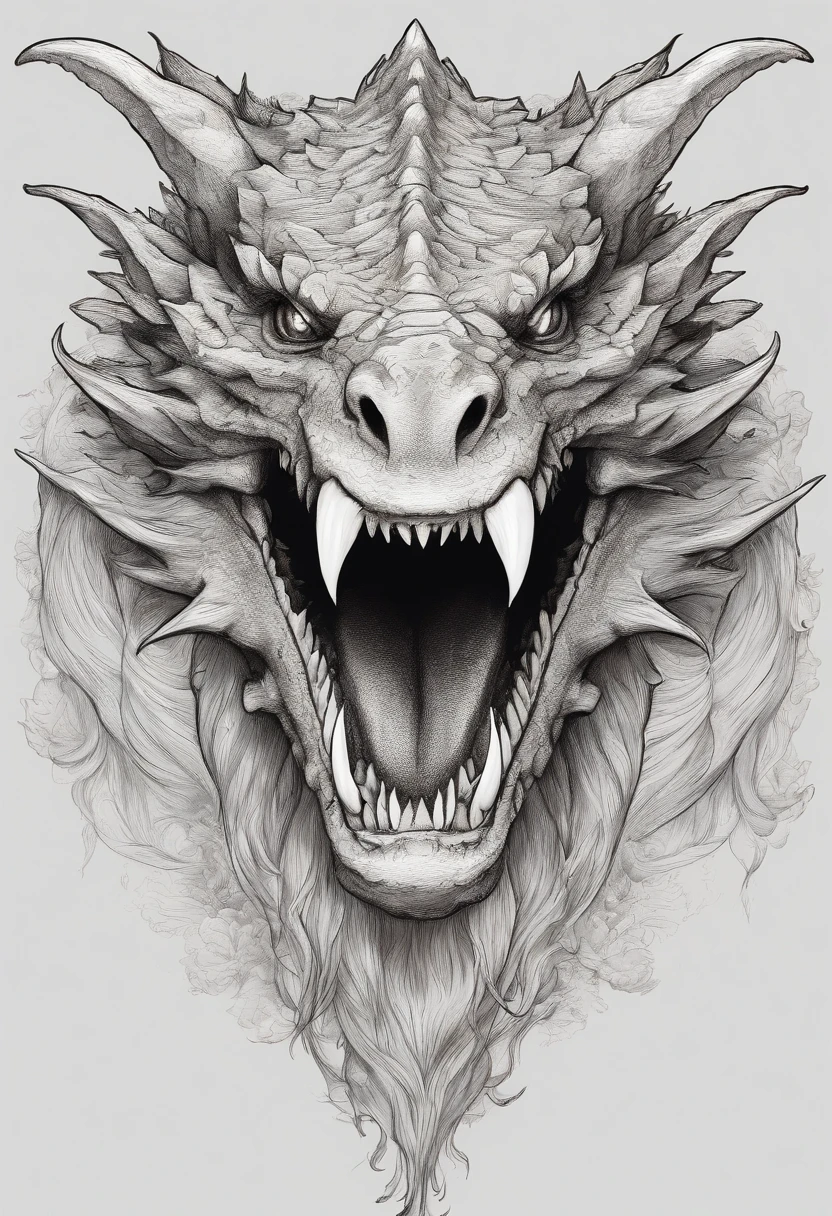 a drawing of a dragon head with sharp teeth and sharp teeth, dragon portrait, dragon face, portrait of a dragon, dragon art, epic pencil illustration, dragon head, detailed dragon, by Adam Marczyński, dragon head!, dragon with scars, by Sava Šumanović, by Arthur Pan, a dragon, well designed female dragon head, dragon mouth