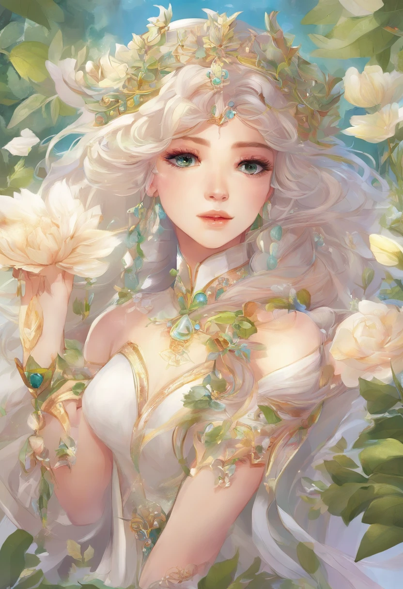 (8k,best quality,estilo de anime)Cavaleiro de cabelos prateados,Pupilas de esmeralda verde,delicate facial features,The drawing style is similar to that of the characters in anime,Corpo inteiro como,com um fundo branco puro,design de personagens,quadratic element,Include a small amount of introductory text,Three visions of people