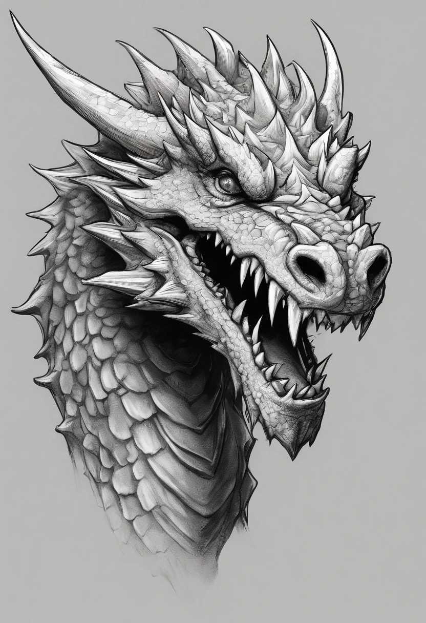 a drawing of a dragon head with sharp teeth and sharp teeth, dragon portrait, dragon face, portrait of a dragon, dragon art, epic pencil illustration, dragon head, detailed dragon, by Adam Marczyński, dragon head!, dragon with scars, by Sava Šumanović, by Arthur Pan, a dragon, well designed female dragon head, dragon mouth