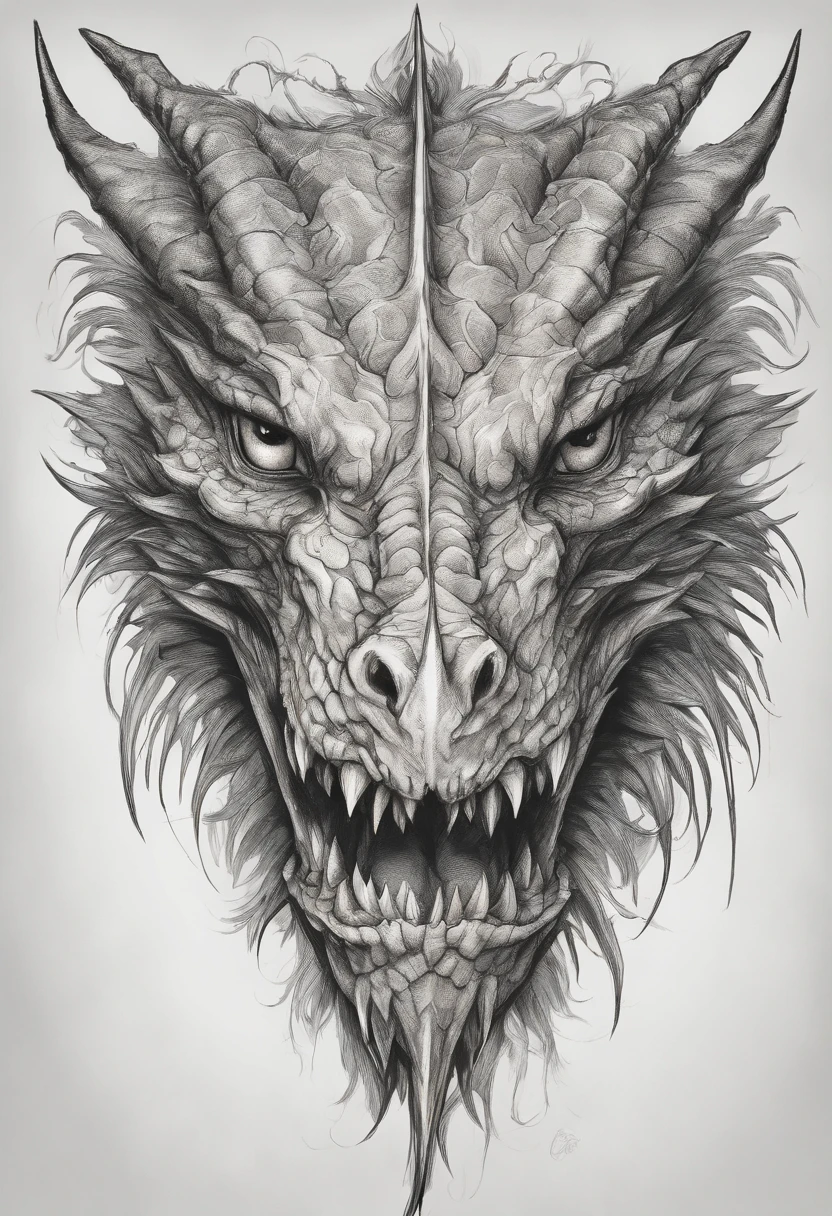a drawing of a dragon head with sharp teeth and sharp teeth, dragon portrait, dragon face, portrait of a dragon, dragon art, epic pencil illustration, dragon head, detailed dragon, by Adam Marczyński, dragon head!, dragon with scars, by Sava Šumanović, by Arthur Pan, a dragon, well designed female dragon head, dragon mouth