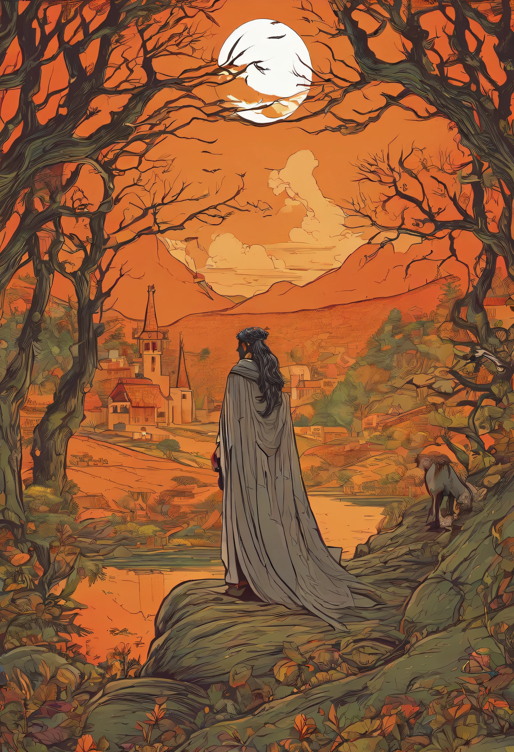In the heart of Transylvania, A small village lived under the weight of an ancestral curse.
There was a legend that haunted the village for generations, sobre um Lobisomem que, durante as noites de lua cheia, it turned into a terrible beast and terrified the villagers.
But this legend was not true.
O Lobisomem era conhecido como Lysander, And he wasn't a threat to the village.
Lysander was a guardian who had inherited the curse from his family, and his transformation was a curse he accepted with resignation to protect the village.
No entanto, algo incomum estava acontecendo na aldeia.
A lua cheia estava prestes a aparecer por sete noites seguidas, something that hadn't happened in centuries.
The villagers began to fear that Lysander, under the influence of so many full moon nights, lose control and become a real threat.
The situation worsened when a group of outsiders, desconhecendo a verdadeira natureza de Lysander, He arrived in the village in search of shelter during the nights of the full moon.
They heard the stories about the Werewolf and were apprehensive, mas a aldeia os acolheu.
As the full moon nights advanced, Lysander struggled to keep his transformation in check, But the back-to-back nights were starting to affect him.
Tension in the village has increased, and outsiders began to suspect that they had made a dangerous choice.
It was then that Eliza, A young villager with a compassionate heart, decided to confront the situation.
She sought out the village elders for guidance and discovered an ancient legend that said only an act of true love could break Lysander's curse.
Eliza, understanding the sacrifice Lysander made for the village, se aproximou dele nas noites de lua cheia.
She expressed her love and gratitude for him, independentemente de sua forma, e finalmente, em uma noite de lua cheia, When the curse was at its peak, His act of true love broke the curse.
Lysander transformed for the last time.