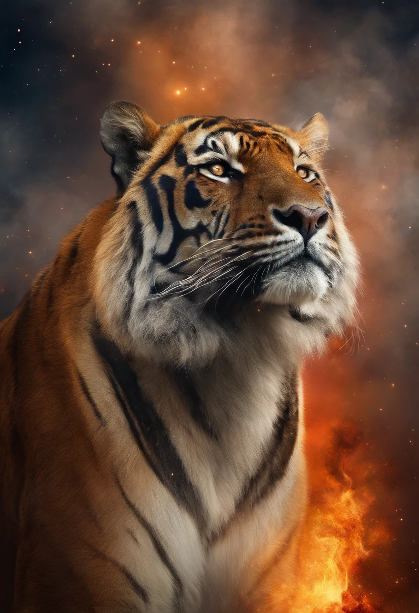 1 tigre,a photograph Galaxies, espirais, outer space, Nebulosas, estrelas, smoke billowing,espatacular imagem, detalhe intrincado, na forma de um tigre, octane rendering, 8k hiper realista, Textura realista, Unreal Natural Lighting Engine, cinestill 800, (mola a 35mm | | | | |)