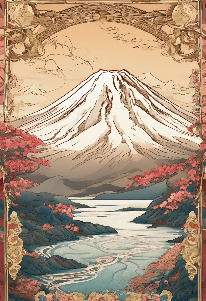Mount Fuji, Honshu Island, (illustration: 1.0), epic composition, realistic lighting, high-definition detail, masterpiece, best quality, (very detailed CG unified 8k wallpaper), 1 man