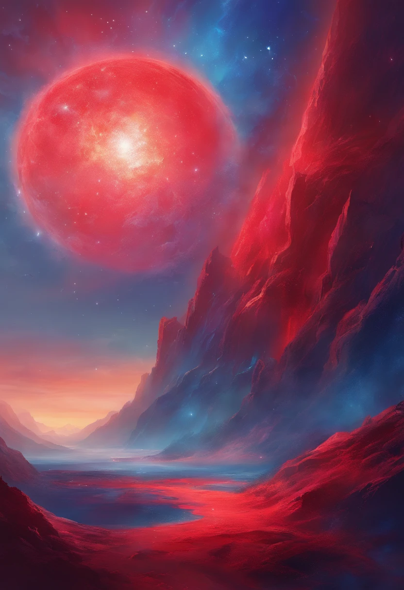red comet on a blue background