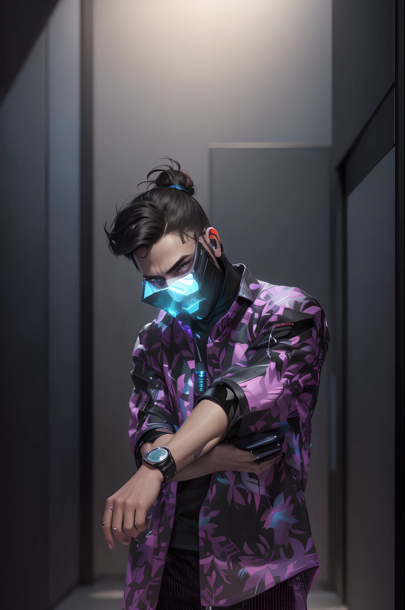 Change background cyberpunk handsome boy, Realistic face . 8 K ultra realistic .