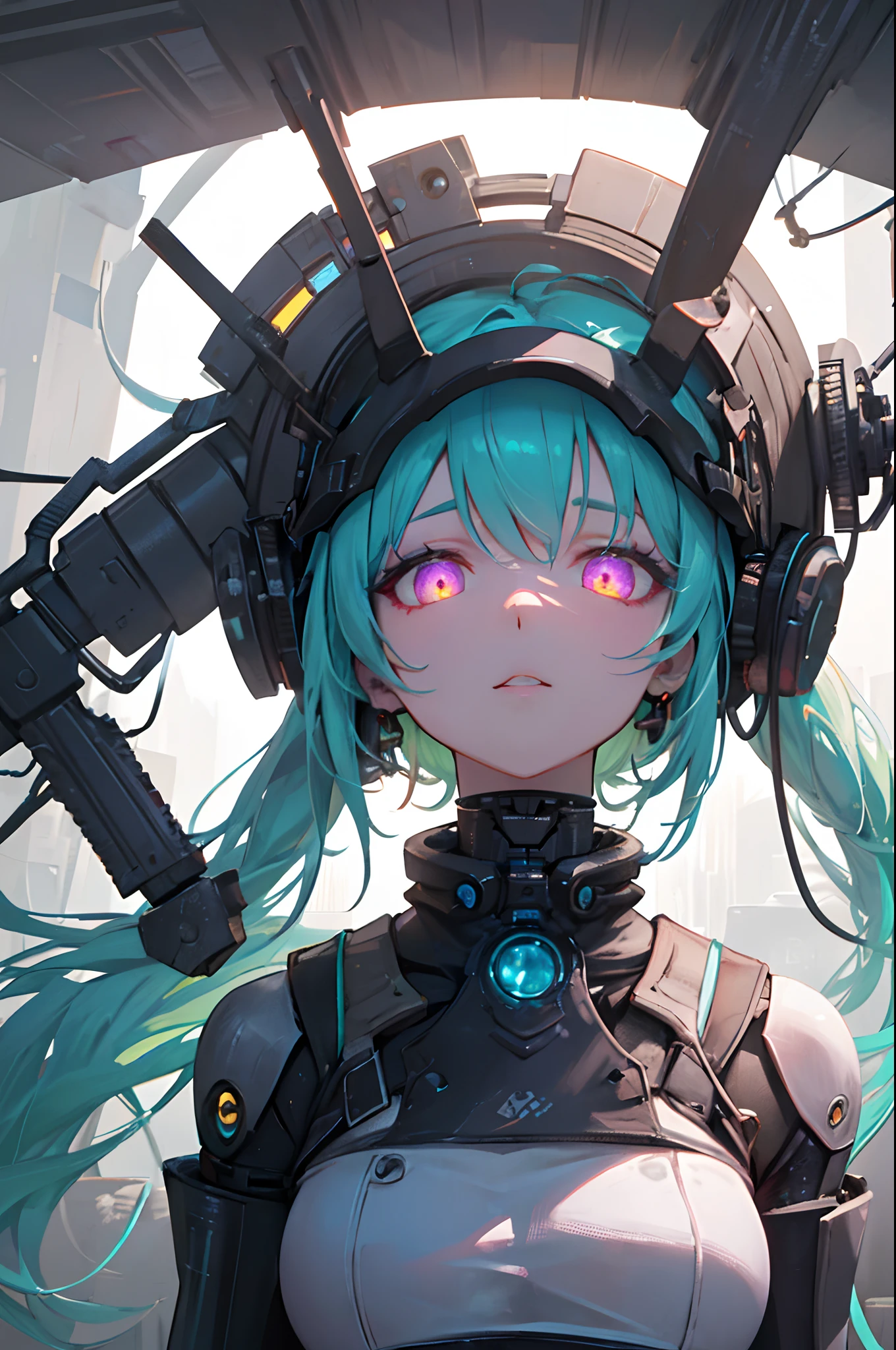 (best quality, highres:1.2), ultra-detailed, realistic, concept artist, portrait, vivid colors, studio lighting, laser lights, technology, futuristic, 3D rendering, electric glow, biomechanical, extravagant makeup, cyberpunk aesthetic, sparkling jewels, glowing tattoos, cybernetic enhancements, high-tech fashion, reflective surfaces, bionic limbs, advanced robotics, digital art, dystopian, post-apocalyptic, striking contrast, dynamic composition, immersive environment, sci-fi ambiance, colorful holograms, dark background, ethereal aura, translucent elements, neon grids, mind-blowing details, perfect symmetry, ornate accessories, glamorous diva, unconventional beauty, controlled chaos, mesmerizing gaze, alluring posture, confident presence, technological marvels, unique and enchanting.