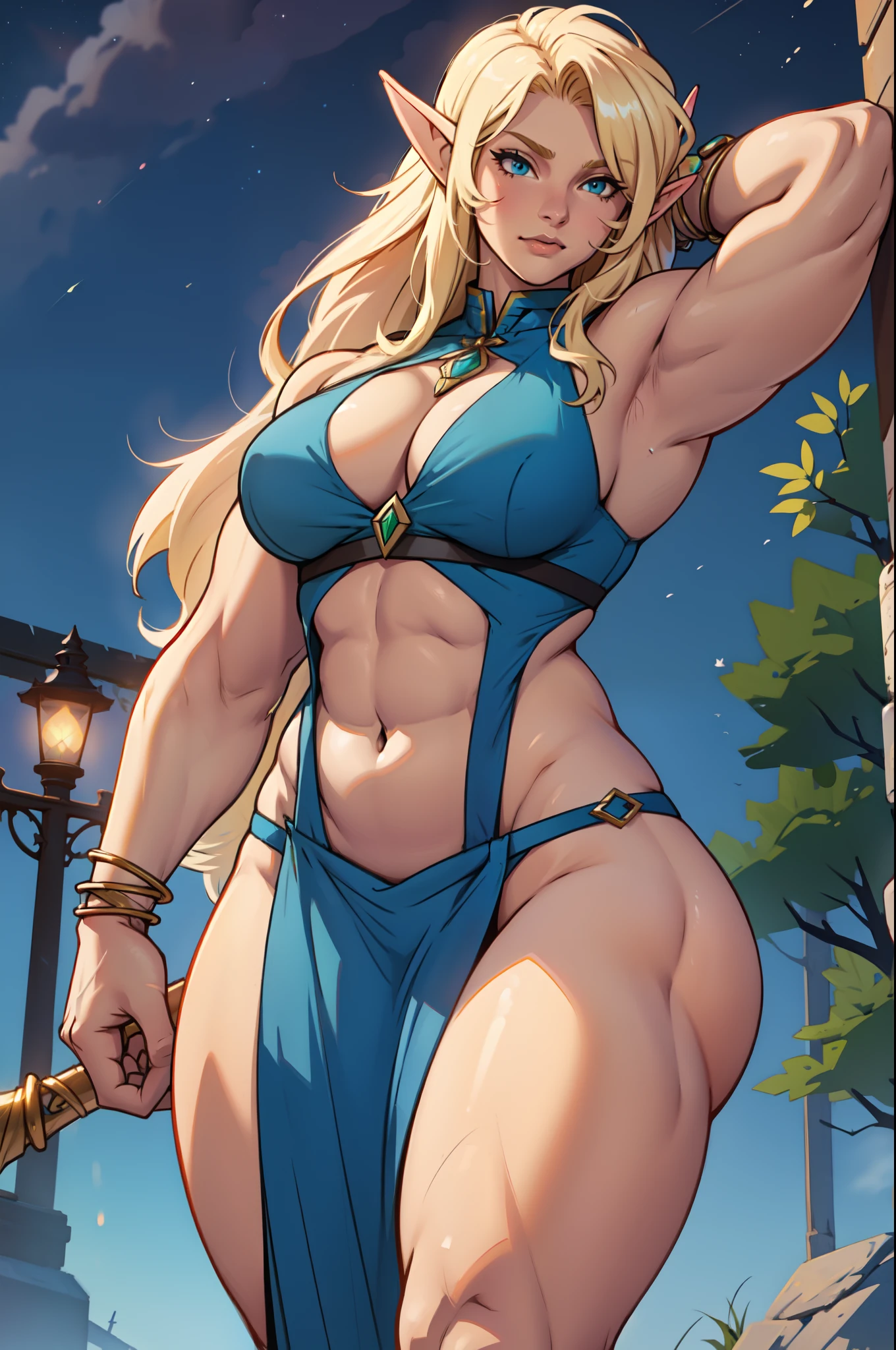 extremely long hair perfect anatomy 1 girl tall solo curvy (muscular) night elf
