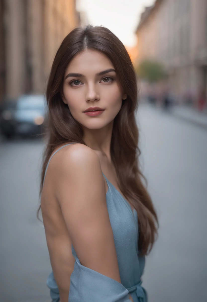 1 acian girl, long hair, city street, dark light, single focus, movie light, (Canon EOS 5D Mark IV Camera, Famous for capturing vibrant colors and rich textures:1.2), full body