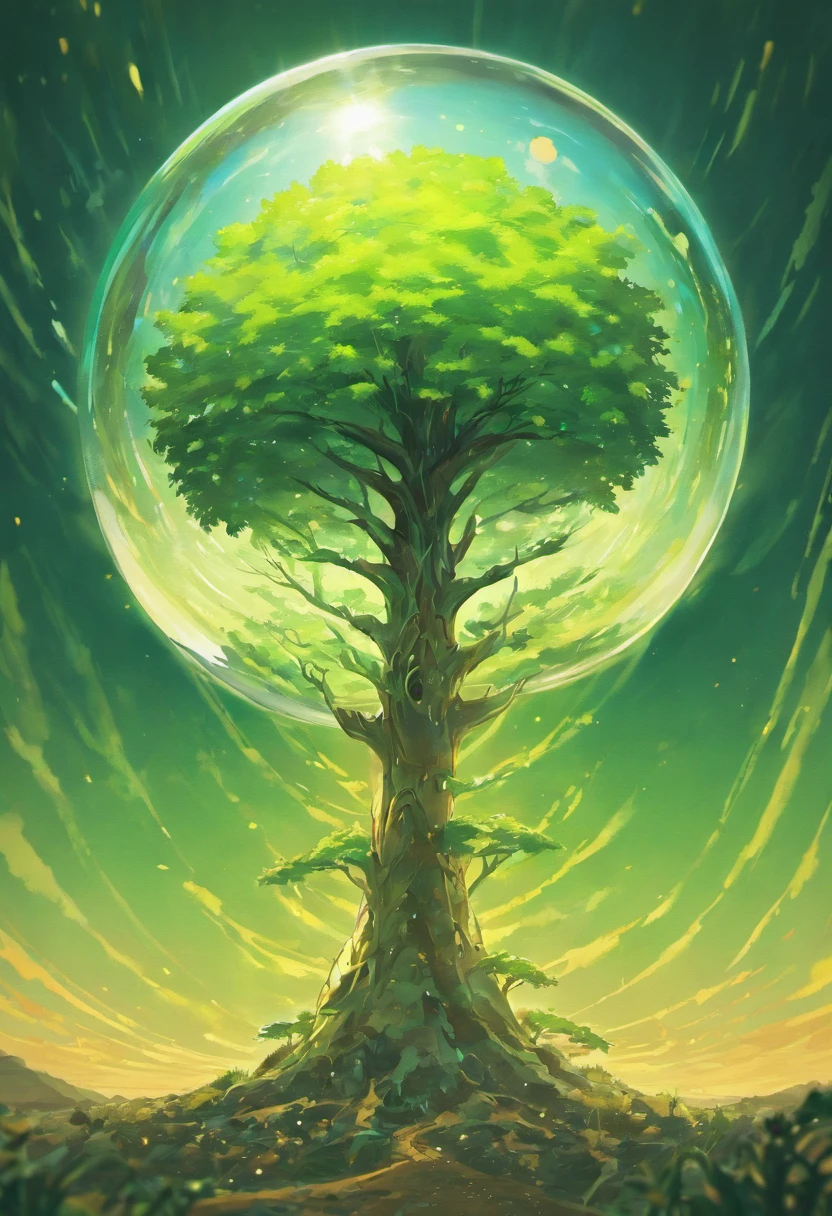 arafed image of a tree inside a glass ball on a desert landscape, tree of life inside the ball, surrealistic digital artwork, surrealism 8k, surreal digital art, surreal art, surreal 3 d render, 3d render digital art, marc adamus, surreal concept art, 3 d render beeple, stylized digital art, 4 k surrealism