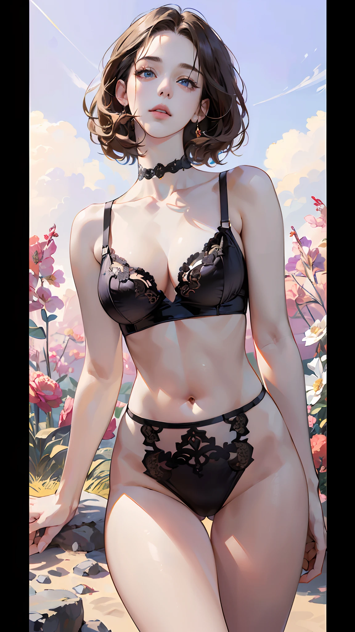 ((((masterpiece, best quality, high resolution)))), Extremely detailed 8K, Beautiful girl with slender body, (Ultra HD, Ultra-detailed, Highly detailed, Highly realistic, Ultra-realistic, photograph realistic), (1girl:1.5), (dynamic poses), (beautiful detailed face, beautiful detailed eyes), realistic dark hair, short wavy hair, bob cut
