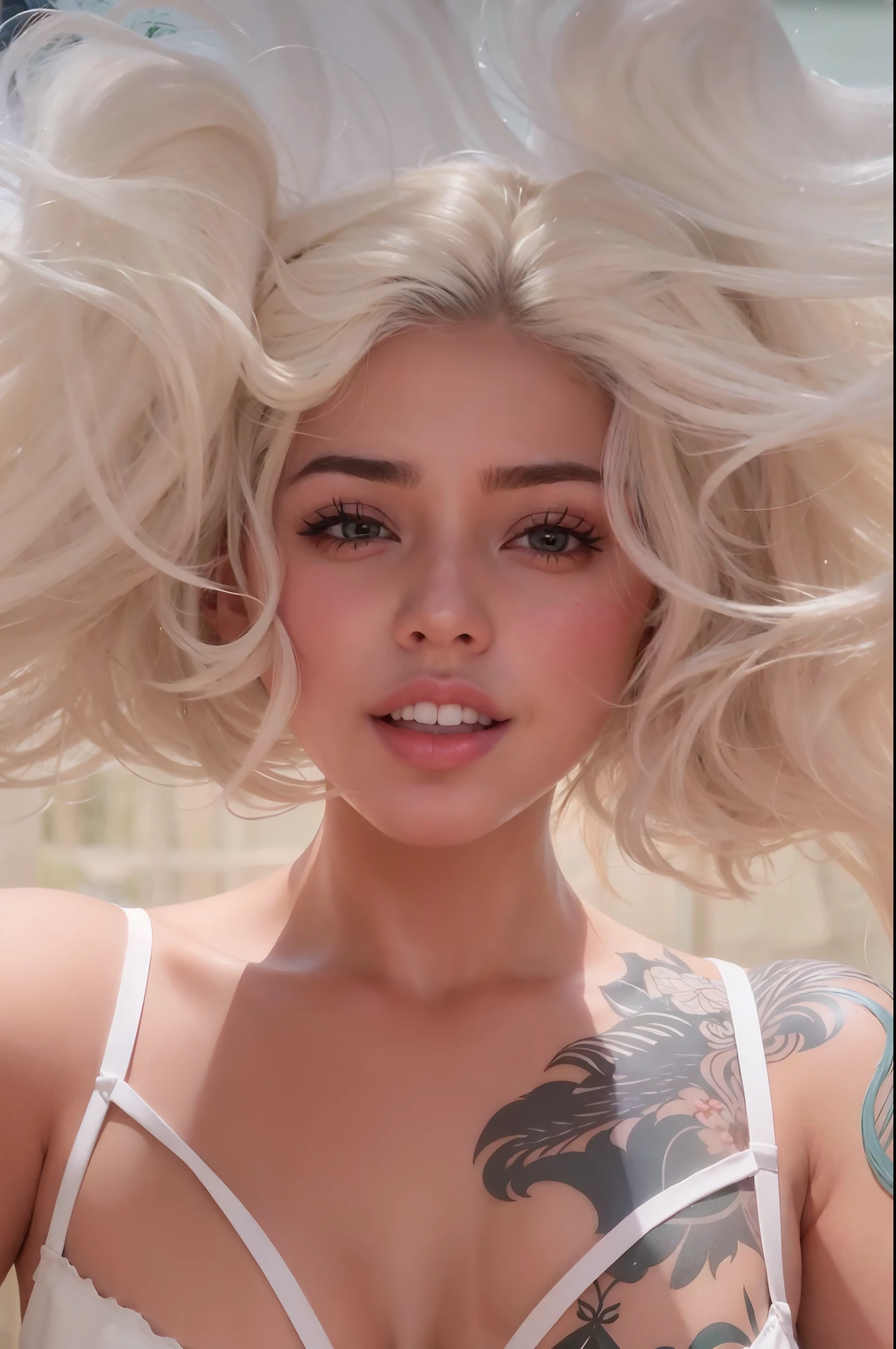 um close up de uma mulher linda, Supermodelo brasileira, brasileiro, na copa do mundo, fernanda suarez, Caroline Gariba, Ana de Armas, colombiano, Malika Favre, linda senhora, julia sarda, ๐บ๐ฆ, Parece Fabiula Nascimento, Dua Lipa, Mulher mexicana bonita com uma quantidade muito grande de cabelo, her hair is white, rosto como ester exposito, Nice Poarch, Gato Doja, Cerveja Soft Devil Queen Madison, cabelos brancos flutuando no ar, she has messy hair, Madison Beer como Leeloo, Modelo do Instagram, your hair is tied above your head, ava max, Cara Sexy