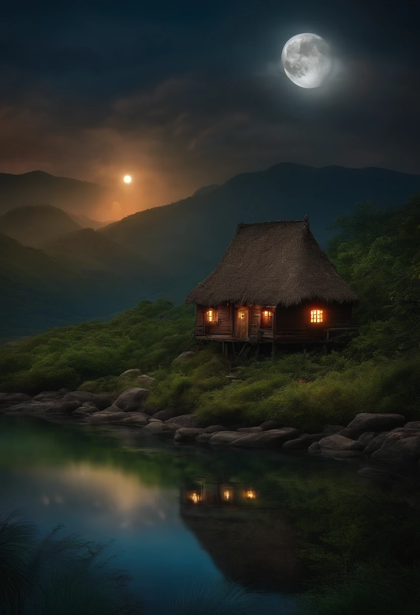 Um lobisomem triste se isola, for he is almost losing control of his curse in the midst of his village on a beautiful night of the full moon, while the village watches and laughs.