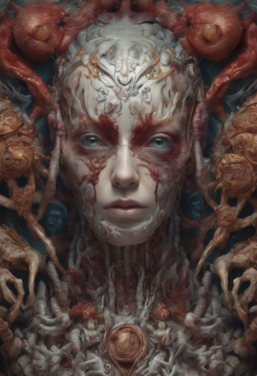 (body horror:1.4), (biomachine:1.3), (bloody:1.2), living being, (colorful:1.2), Hans Giger, many hands, (zentangle:1.2),
oil on matte canvas, sharp details intricate, highly detailed, digital painting, rich color, smooth, sharp focus, illustration, Unreal Engine 5, 8K, art by artgerm and greg rutkowski and alphonse mucha
(masterpiece,detailed,highres:1.2),