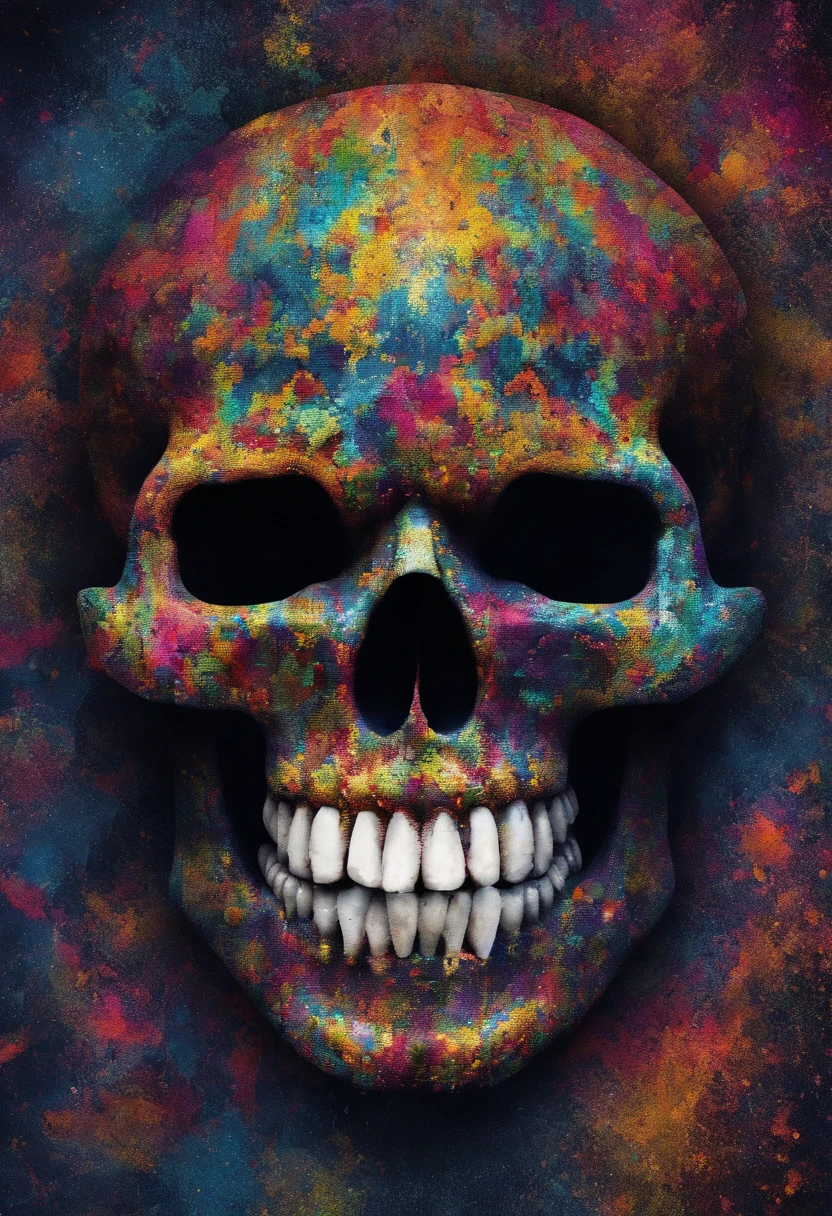 lobo + a closeup of a skull with a furious eye,auto contrast, Impacting skull, dentes quebrados, fantasy skull, arte detalhada colorida assustadora, arte colorida assustadora 8k, sacred skull, Psychedelic background conjuration, arte digital detalhada, textura, sacred skulls , psychedelic illustration, textured skull, aspecto, super detalhado, skull face, death skull, arte colorida assustadora, psychedelic art style