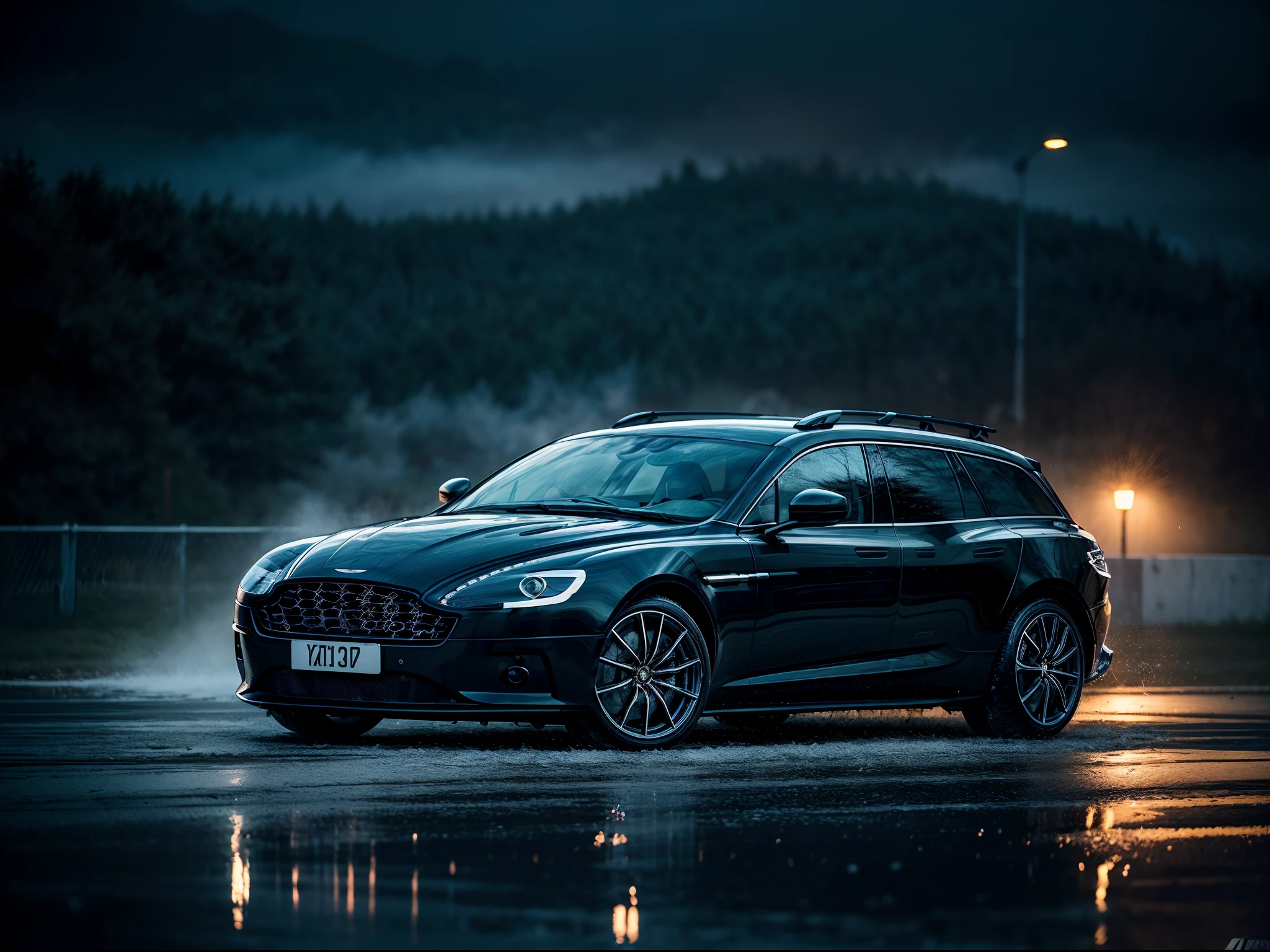 aston martinarafed image of a (aston martin wagon:1.4), (8k, RAW photo, best quality, masterpiece:1.2), (realistic, photo-realistic:1.37), (full body:1.3) (detailed), (highres), ultra realistic, hyperrealistic, high detail RAW color photo of (aston martin wagon:1.4), high angle shot front view aston martin wagon driving on a race track, stormy weather, (wet:1.2), (water dust:1.2), 8k uhd, high quality, motion blur, depth blur, cinematic, filmic image 4k, vibrant color, (reflections),(aston martin minivan) at night, lights, High Detail, Sharp focus, (photorealism), realistic, best quality, 8k, award winning, dramatic lighting, epic, cinematic, masterpiece, rim light, ambient fog:1.3, dutch angle, depth of field,8k uhd, high quality, motion blur, depth blur, cinematic, filmic image 4k, vibrant color, (reflections),lights turned on,motion blur,closeup,commercial photography,(very dark:1.1, underexposed:1.1)