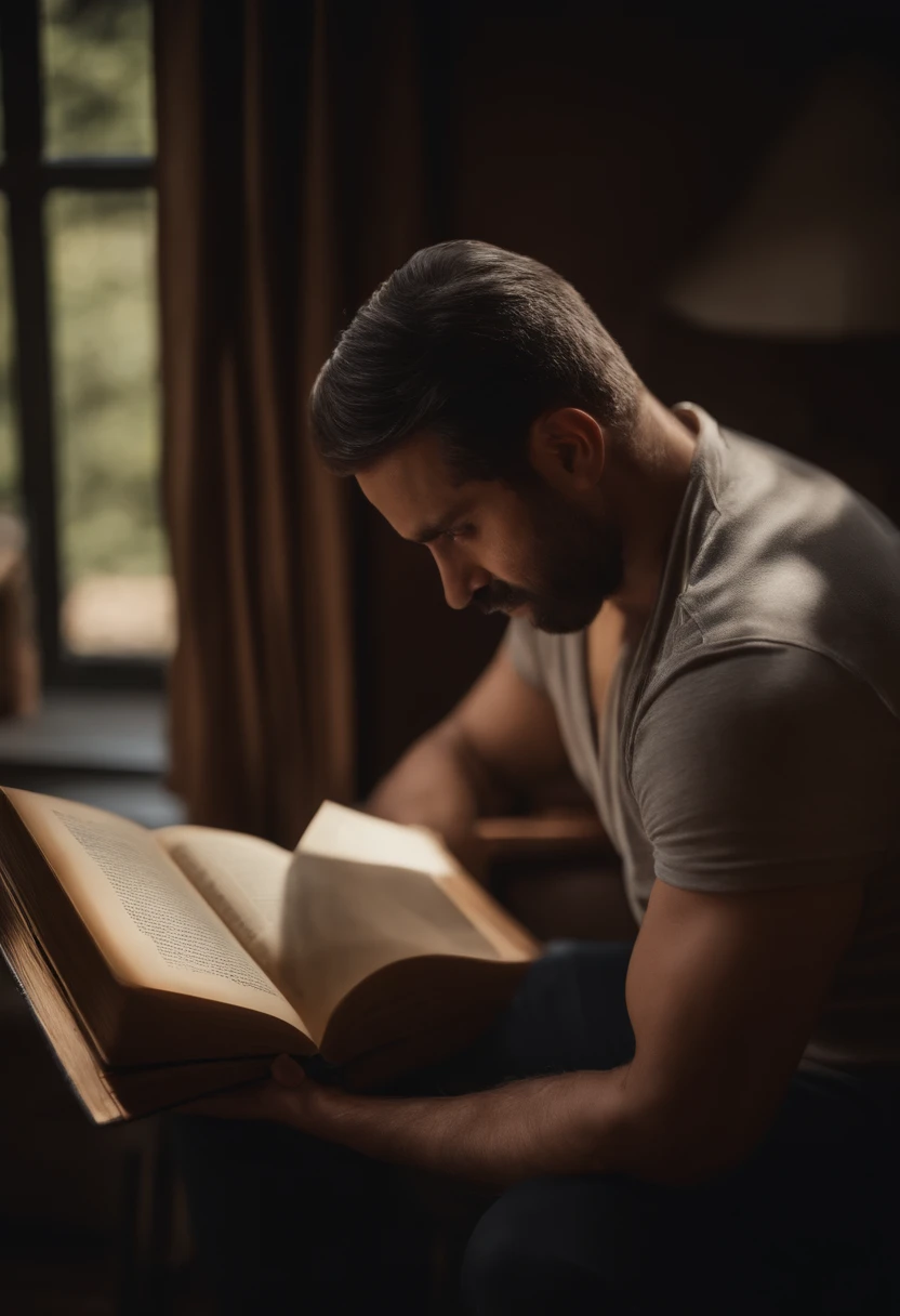 Retrato de um pai lendo um livro
