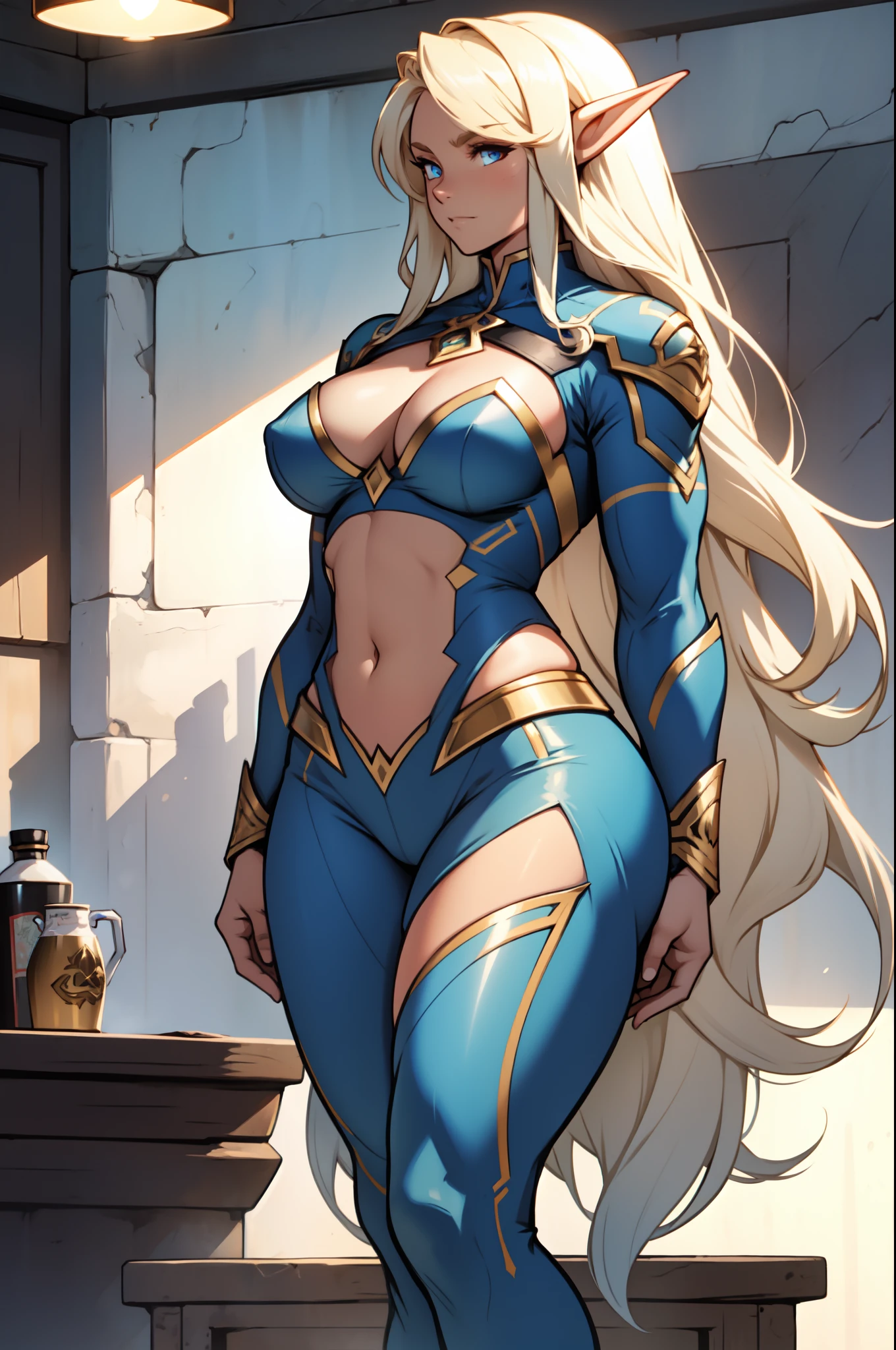 extremely long hair perfect anatomy 1 girl tall solo curvy (muscular) high elf