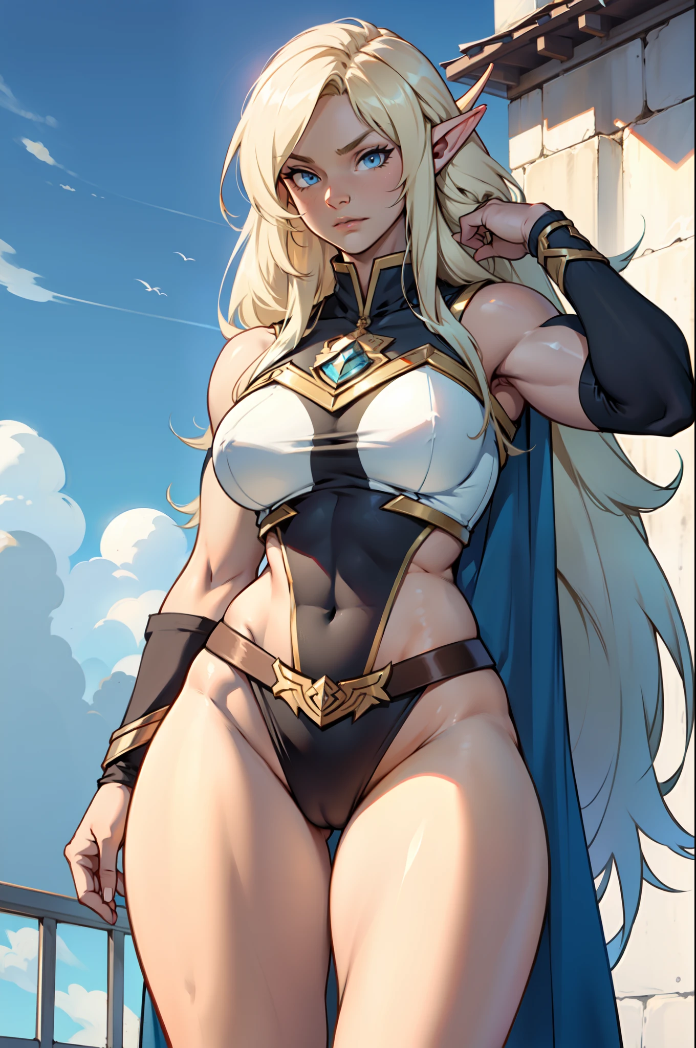 extremely long hair perfect anatomy 1 girl tall solo curvy (muscular) high elf