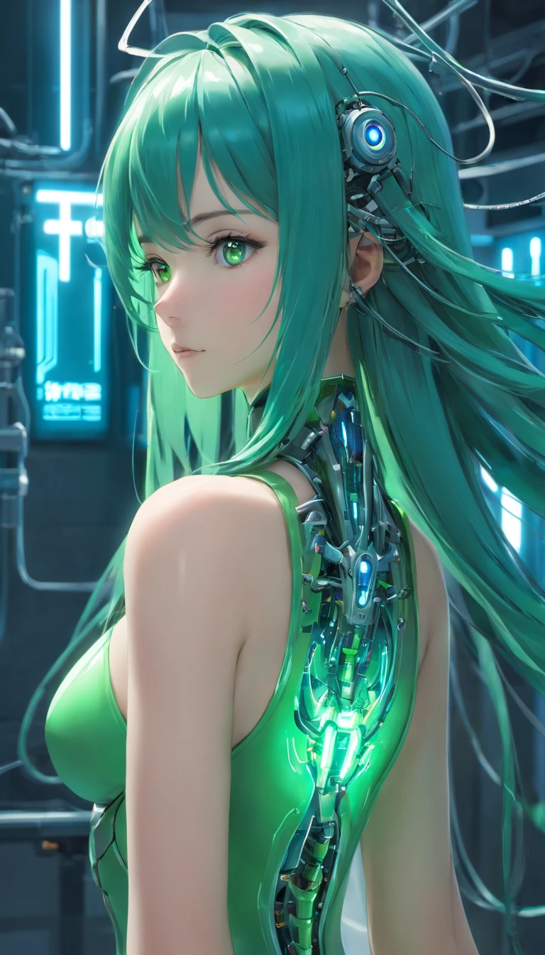 Porcelana Mujer Android, ciborg, Robotic Parts, 150 mm,cuerpo completo, hermoso estudio luz suave, Luz de llanta, Detalles vibrantes,encaje, hiperrealista, Anatomical, electrical wires, microchip, elegante, Laboratorio en segundo plano, Renderizado de octanaje, h.Estilo R Giger, 8k,cabello azul,Asymmetrical long hair,cuerpo translucido,ojos verdes, Miki Asai Macro Photography, cuerpo completo, hiper detallado, tendencias en Artstation, foco nítido, Foto de estudio, Detalles intrincados, Altamente detallado, por Greg Rutkowski