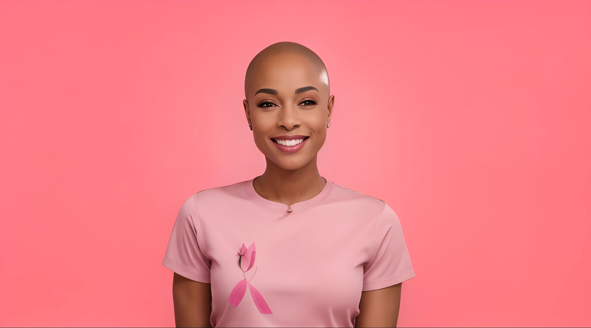 Mulher sorridente com fita rosa no fundo cor-de-rosa com fundo cor-de-rosa, foto de uma mulher negra, bald head, Poder Rosa, mulher afro-americana, Foto de uma mulher, Augusta Savage, pink iconic character, Pele rosa, coberto de carne rosa, rosto rosa brilhante, Retrato de Careca, cara rosa, ****** cor-de-rosa, Beautiful woman, em breve, essence, Rosa, corpo rosa