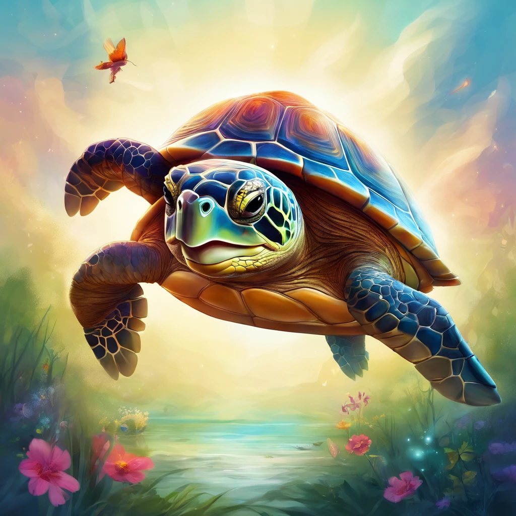 A beautiful turtle with big round eyes and an infectious smile with various expressions and white background