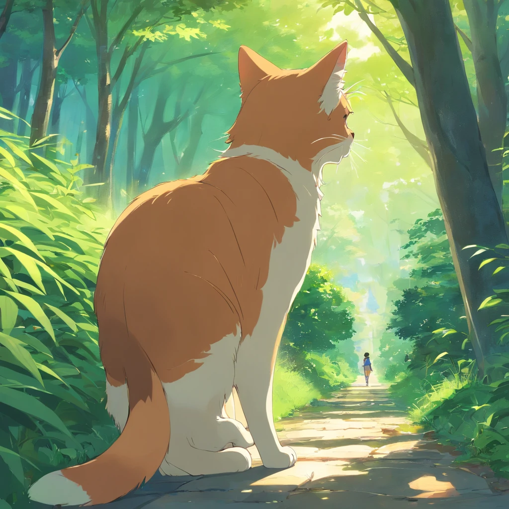um gato que passa correndo pelos arbustos em um parque