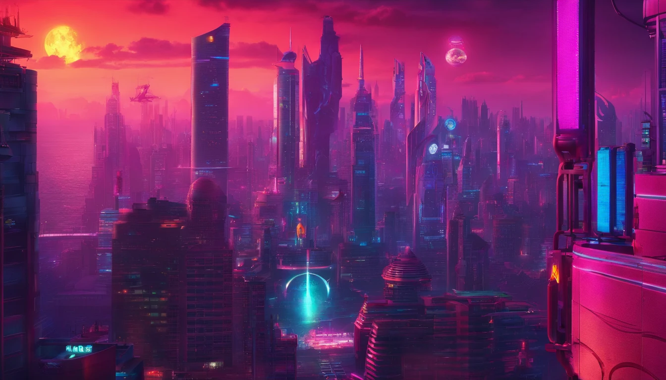 Monkeys rule the solar system、early evening、pink there、Near Future City、A little brighter
