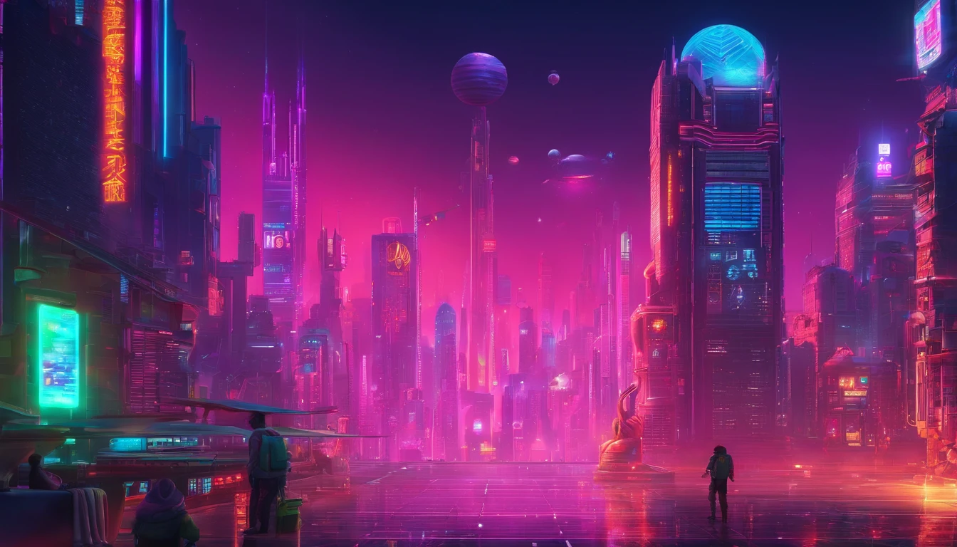 Monkeys rule the solar system、early evening、pink there、Near Future City、A little brighter