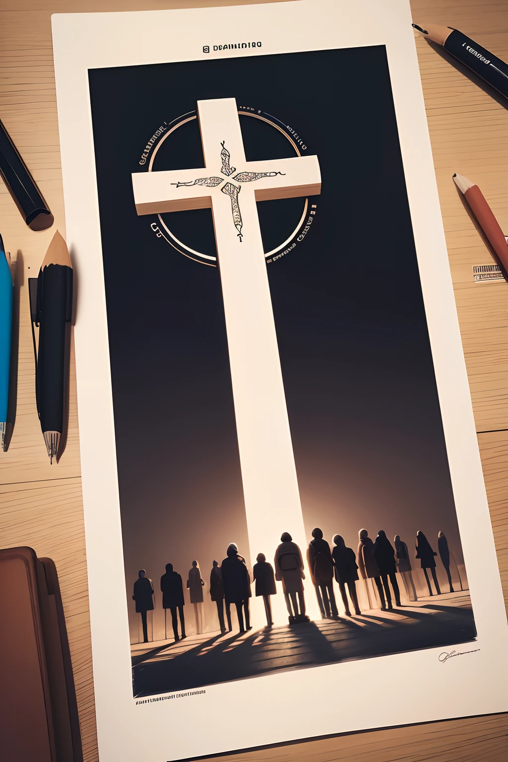 Words Generation of Witnesses forming a drawing of a cross, alta resolução, tempo, generation, realista, Disclosure, instagram, logo, numero 1