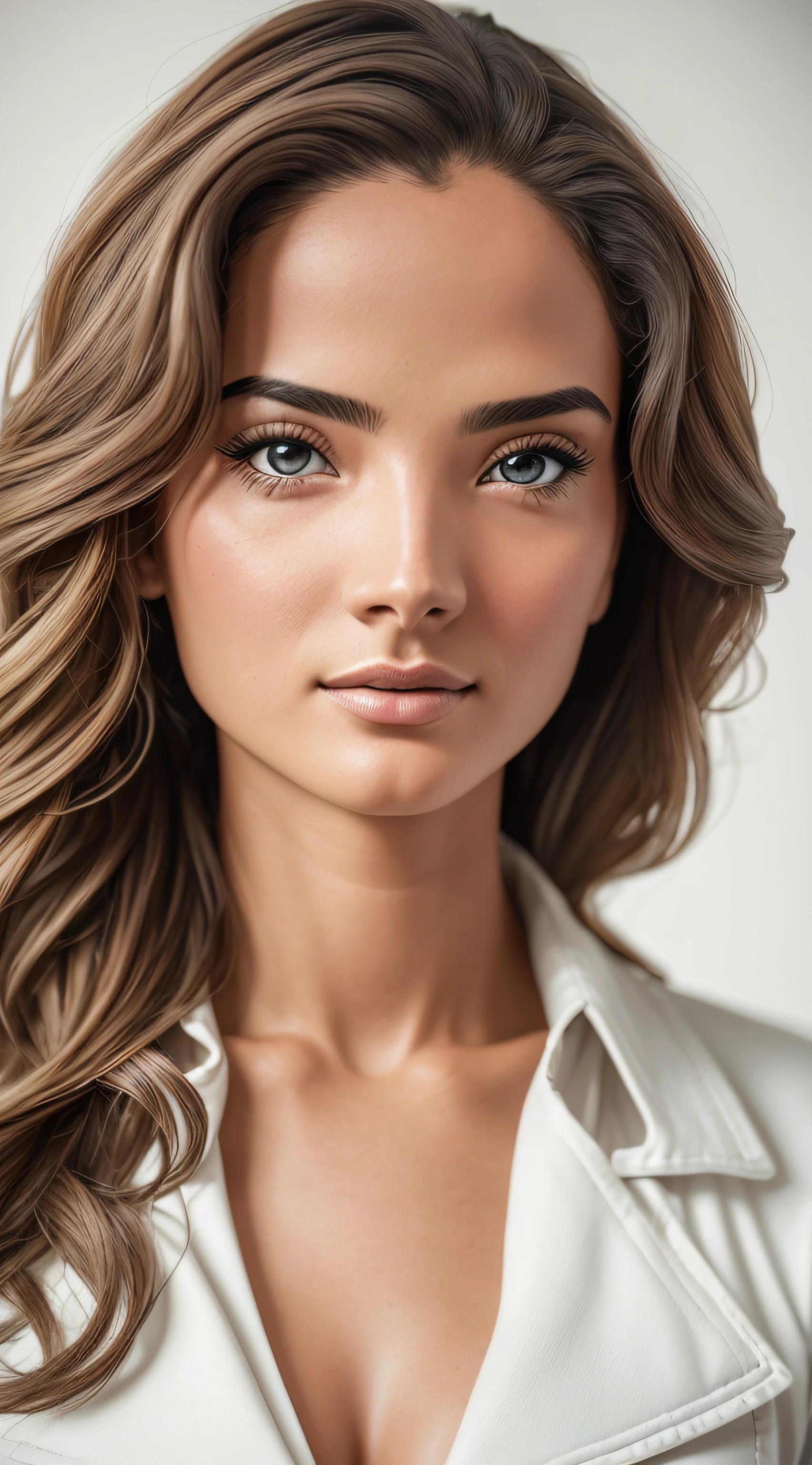 GMenezes, [corpo inteiro 1.5], foto de corpo inteiro, fotorrealista de mulher incrivelmente bonita sem maquiagem, olhos extremamente detalhados, Detailed symmetrical realistic face, textura natural extremamente detalhada, peach fluff, blusa branca e jaqueta de couro, master part, Absurdo, foto premiada por lee jeffries, Nikon Film Stock D850 Fotografia, kodak portra 400 camera f1.6 lentes, extremamente detalhado, detalhes finos, cores ricas, textura hiper realista, dramatic lighting, UnrealEngine, trending on ArtStation, cinestill 800 tungsten, Olhando para o Viewer, Realistic photo, Foto RAW , TanvirTamim, alta qualidade, high resolution, foco nítido, extremamente detalhado, Cinematic lighting,  Introduce a subtle flare lens effect to add a touch of realism and atmosphere to the scene, tons vibrantes, Arte intrincada, 8k UHD,