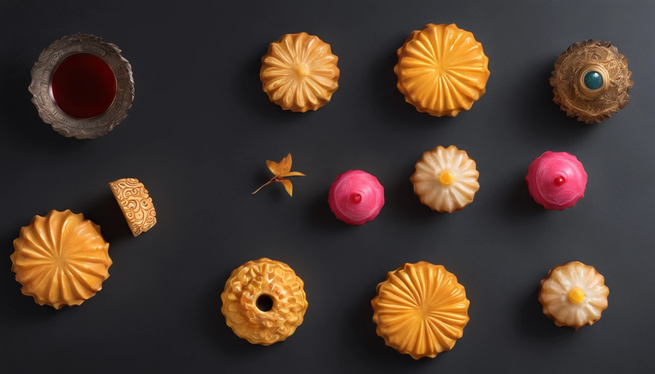 Mid-Autumn Festival, Reunion, full moon, the night, （Cantonese mooncakes）, （Five kernel mooncakes）, teas, the fruits, edgBunny, Chang'e rushes to the moon, symetry, High detail, romanticism lain, Sparkle, god light, Ray tracing, hyper HD, retinas, Masterpiece, ccurate, Super detail, High details, High quality, Best quality, A high resolution, 16k, Anatomically correct