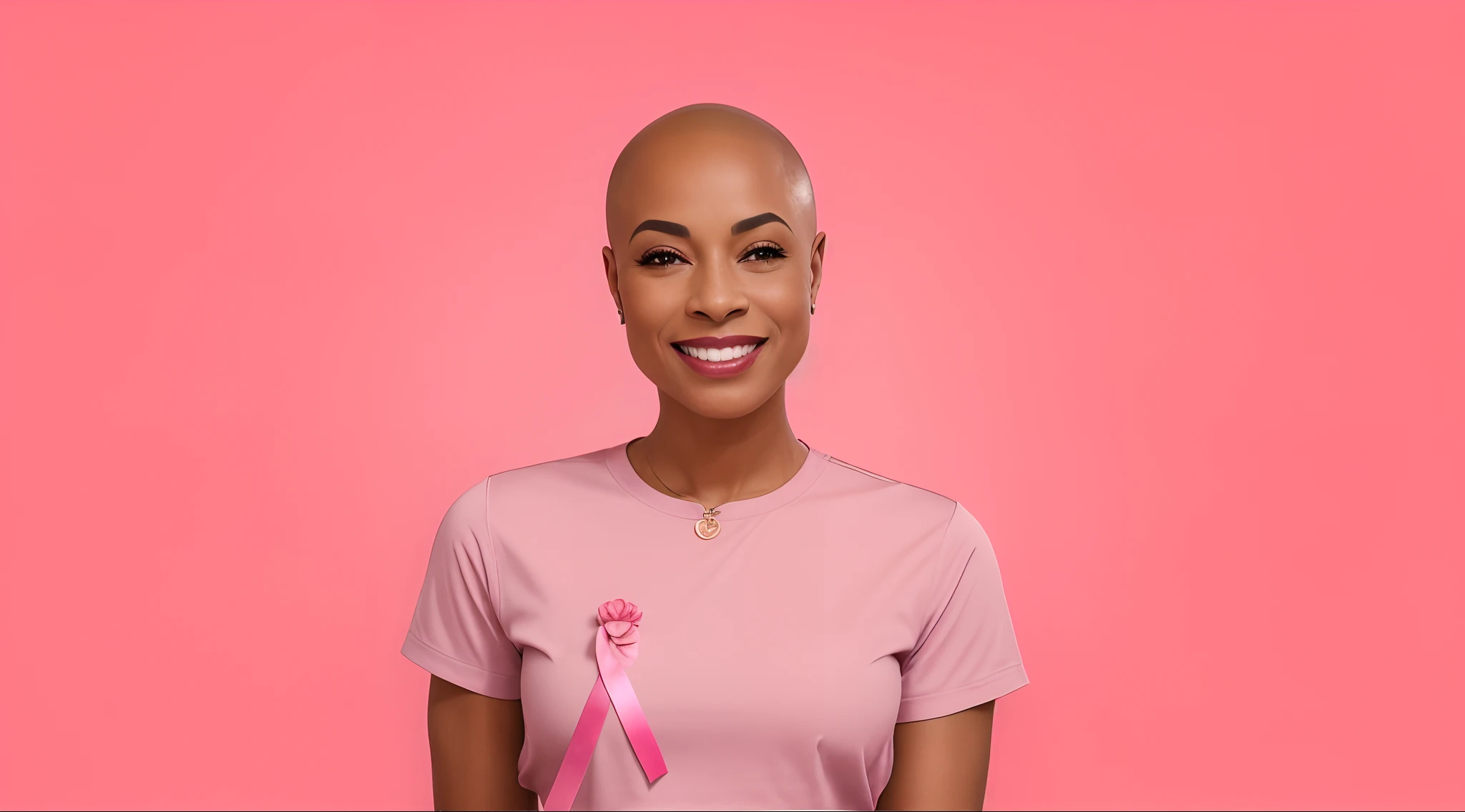 Mulher sorridente com fita rosa no fundo cor-de-rosa com fundo cor-de-rosa, foto de uma mulher negra, bald head, Poder Rosa, mulher afro-americana, Foto de uma mulher, Augusta Savage, pink iconic character, Pele rosa, coberto de carne rosa, rosto rosa brilhante, Retrato de Careca, cara rosa, ****** cor-de-rosa, Beautiful woman, em breve, essence, Rosa, corpo rosa