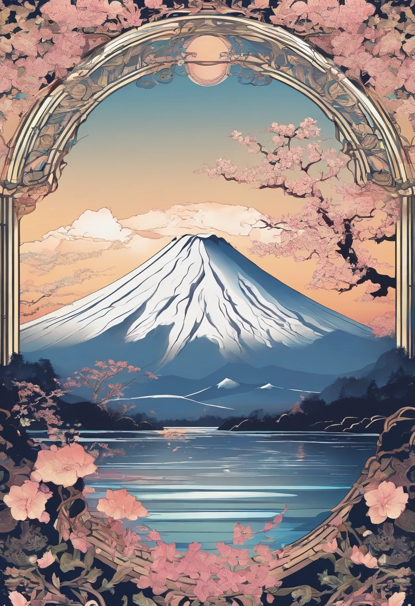 Mount Fuji, Honshu Island, (illustration: 1.0), epic composition, realistic lighting, high-definition detail, masterpiece, best quality, (very detailed CG unified 8k wallpaper), 1 man