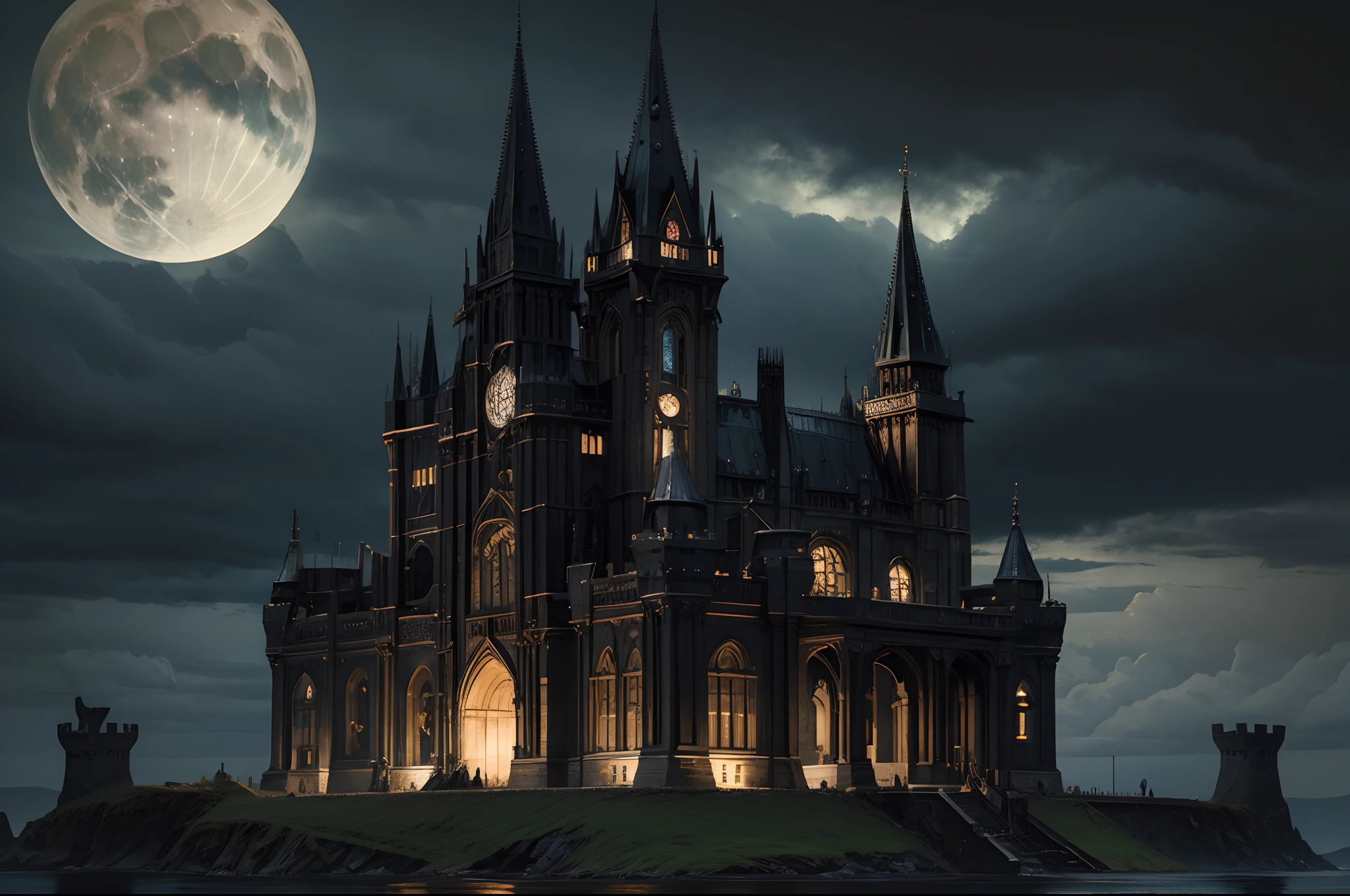 ((nobody)) Vintage Victorian style, Precise old encyclopedia (best quality:1.2), (detailed:1.2), (masterpiece:1.2), ((vintage illustrations of a black clouds rainy sky, dramatic lighting)) ((black castle)) ((gothic castle)) Light Particles, with light glowing, Big Dark age castle, gothic style), dark night, crescent moon, dark theme, ravens, Gotham city castle, Detailed,Realistic,4k highly detailed digital art,octane render, bioluminescent, BREAK 8K resolution concept art,