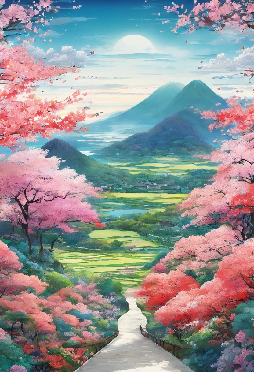 Field with beautiful flowers (close-up cleavage), meditate, Zazen, A meditative (Chinese landscape painting), (ink and watercolor painting), (8k wallpaper), (Light and Shadow Effect), rendering by octane, White balance design, Extremely detailed image representation, Wide angles, depth of fields, masterpiece, realistic, beautifully portrayed, a detailed, accurate, Masterpieces, masterpiece”