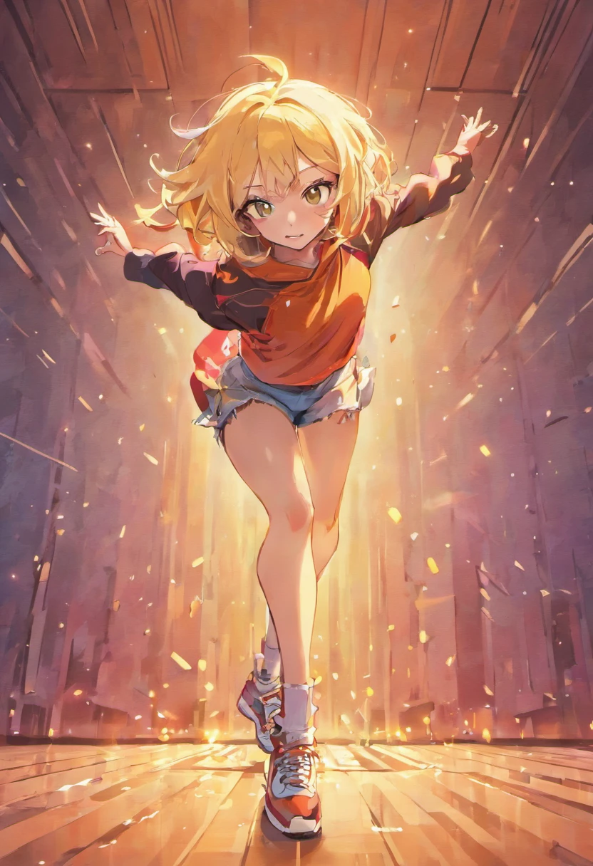 Female Hip Hop Star Breakdancing She's Breaking Dance Beautiful Blonde Woman, cabelo comprido e liso, Dancing
