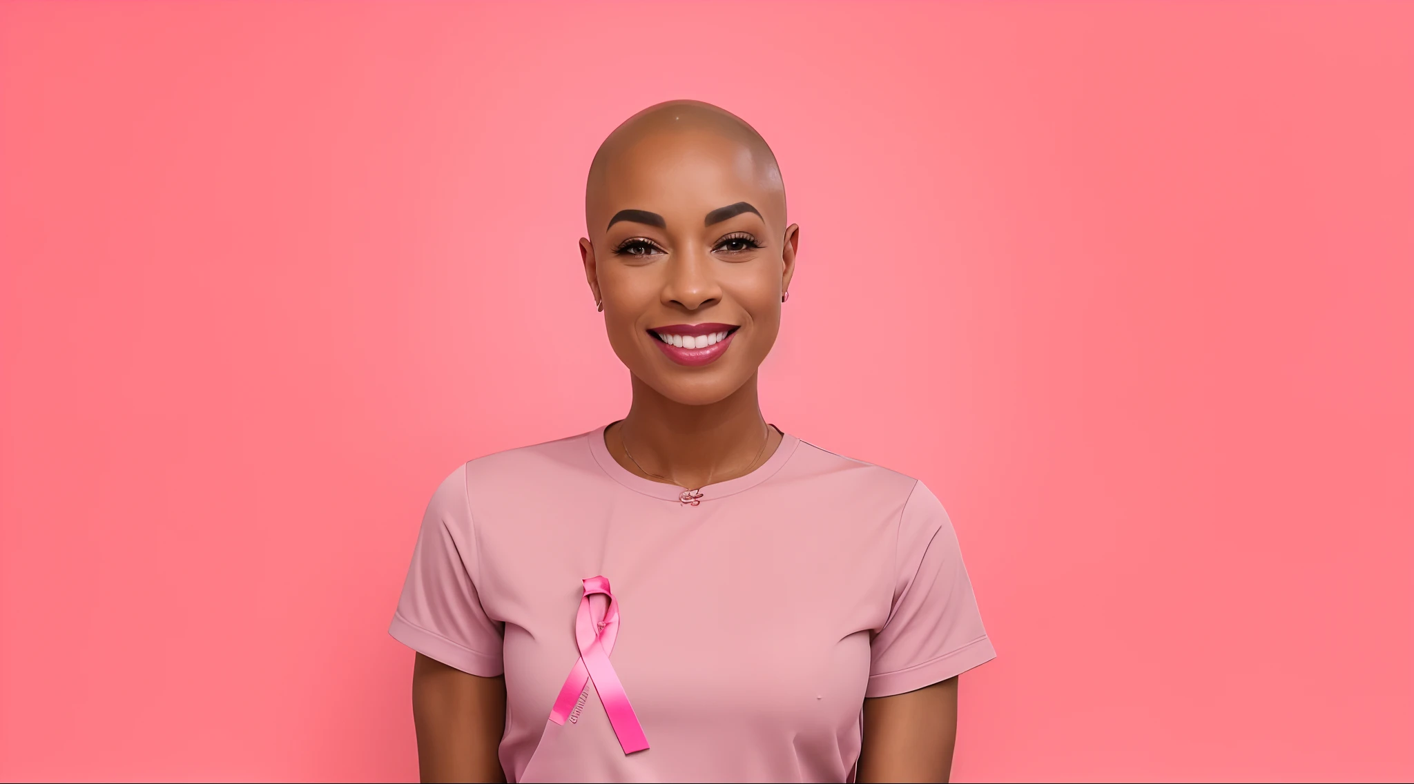 Mulher sorridente com fita rosa no fundo cor-de-rosa com fundo cor-de-rosa, foto de uma mulher negra, bald head, Poder Rosa, mulher afro-americana, Foto de uma mulher, Augusta Savage, pink iconic character, Pele rosa, coberto de carne rosa, rosto rosa brilhante, Retrato de Careca, cara rosa, ****** cor-de-rosa, Beautiful woman, em breve, essence, Rosa, corpo rosa