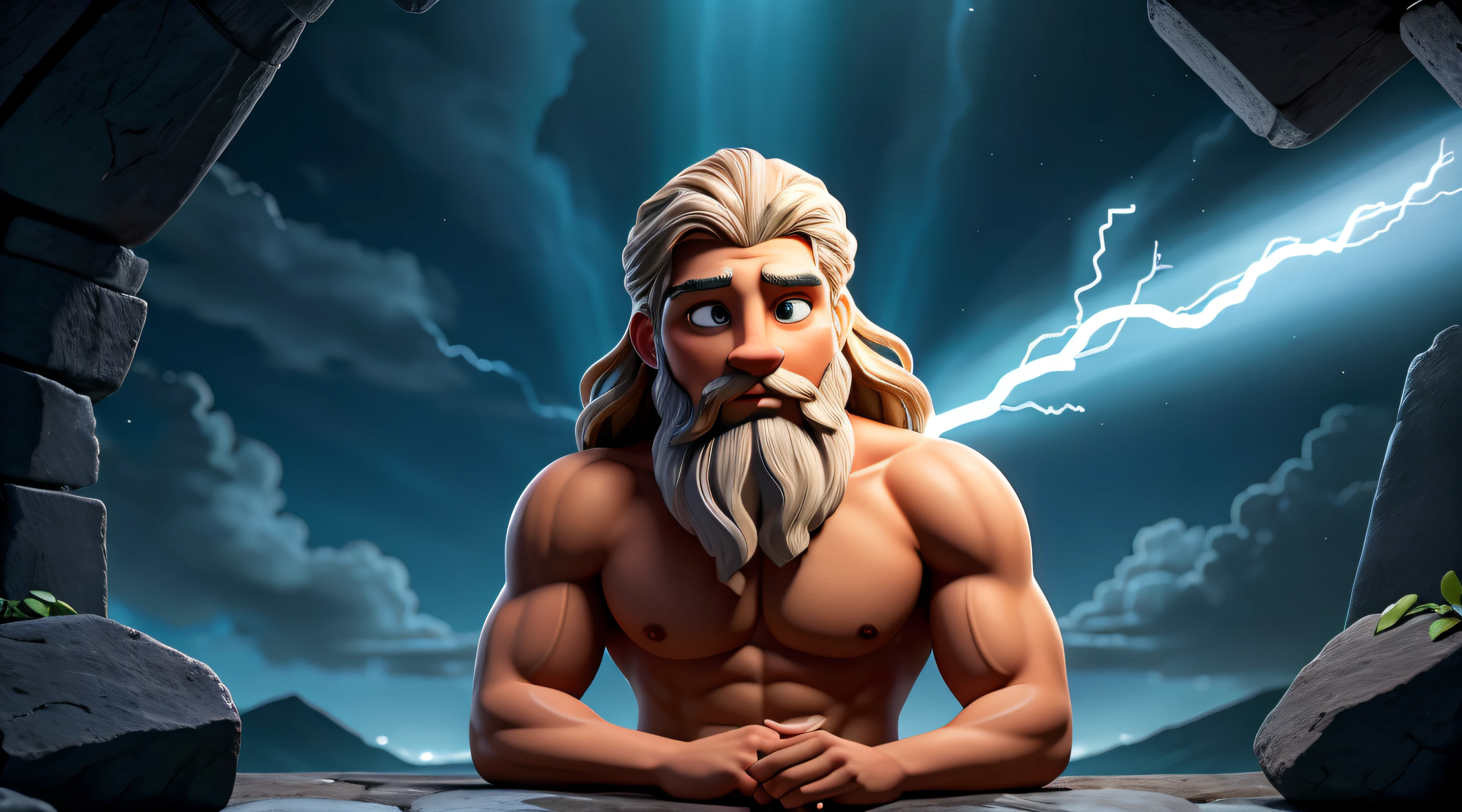 Zeus the king of the greek gods with lightening