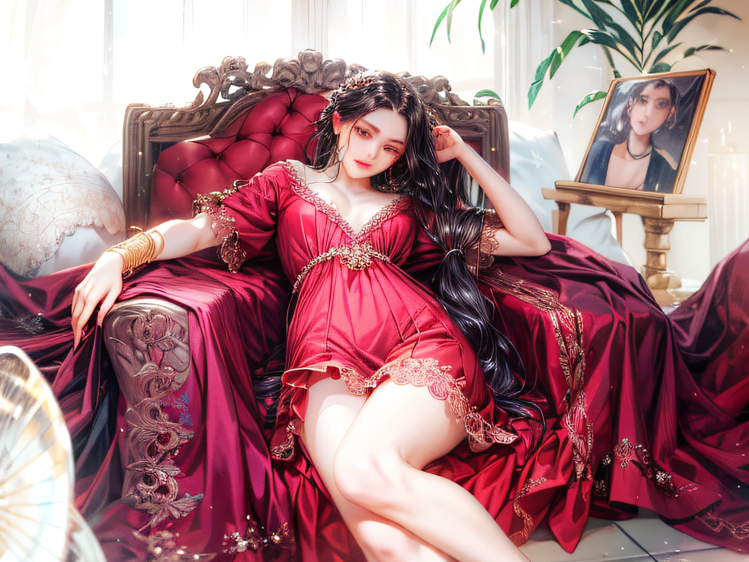 tmasterpiece, Arabian girl, Slave costume, bare feet, Soles, Heels up, Correct anatomy --auto