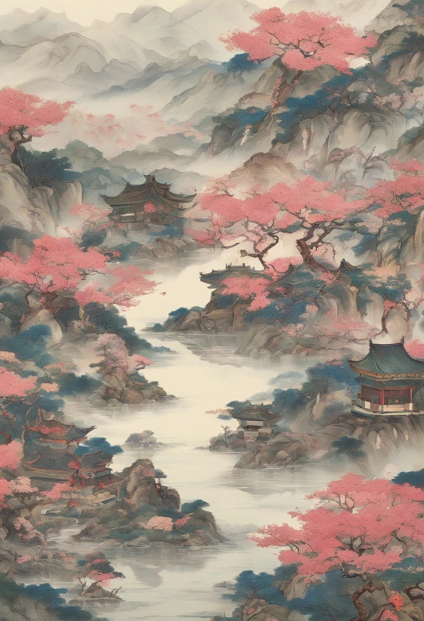 Field with beautiful flowers (close-up cleavage), meditate, Zazen, A meditative (Chinese landscape painting), (ink and watercolor painting), (8k wallpaper), (Light and Shadow Effect), rendering by octane, White balance design, Extremely detailed image representation, Wide angles, depth of fields, masterpiece, realistic, beautifully portrayed, a detailed, accurate, Masterpieces, masterpiece”