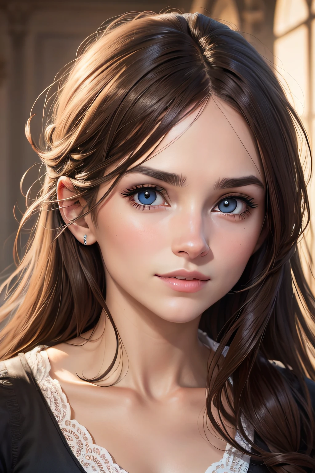 RAW photo, photography, photorealistic, 8k vibrant photograph of woman in nature, ultra detail, finely detailed, dramatic light, finely detailed beautiful eyes, detailed skin, depth of field, grey eyes