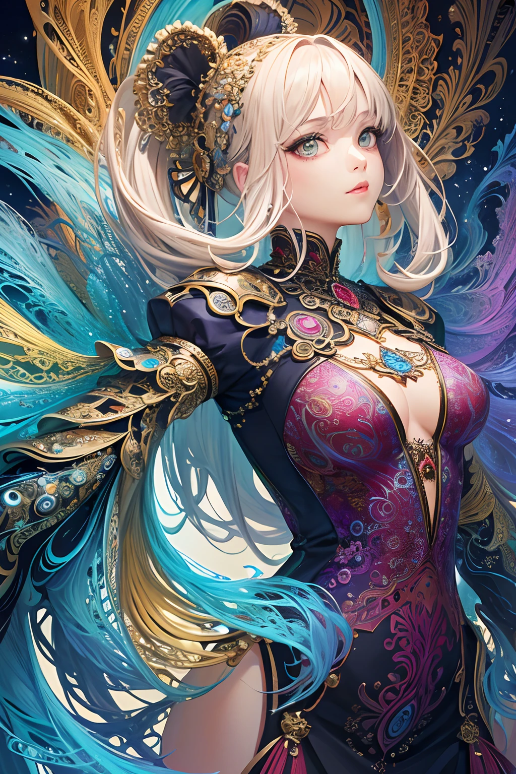(masterpiece, top quality, best quality, official art, beautiful and aesthetic:1.2), (1girl), extreme detailed,(fractal art:1.3),colorful,highest detailed