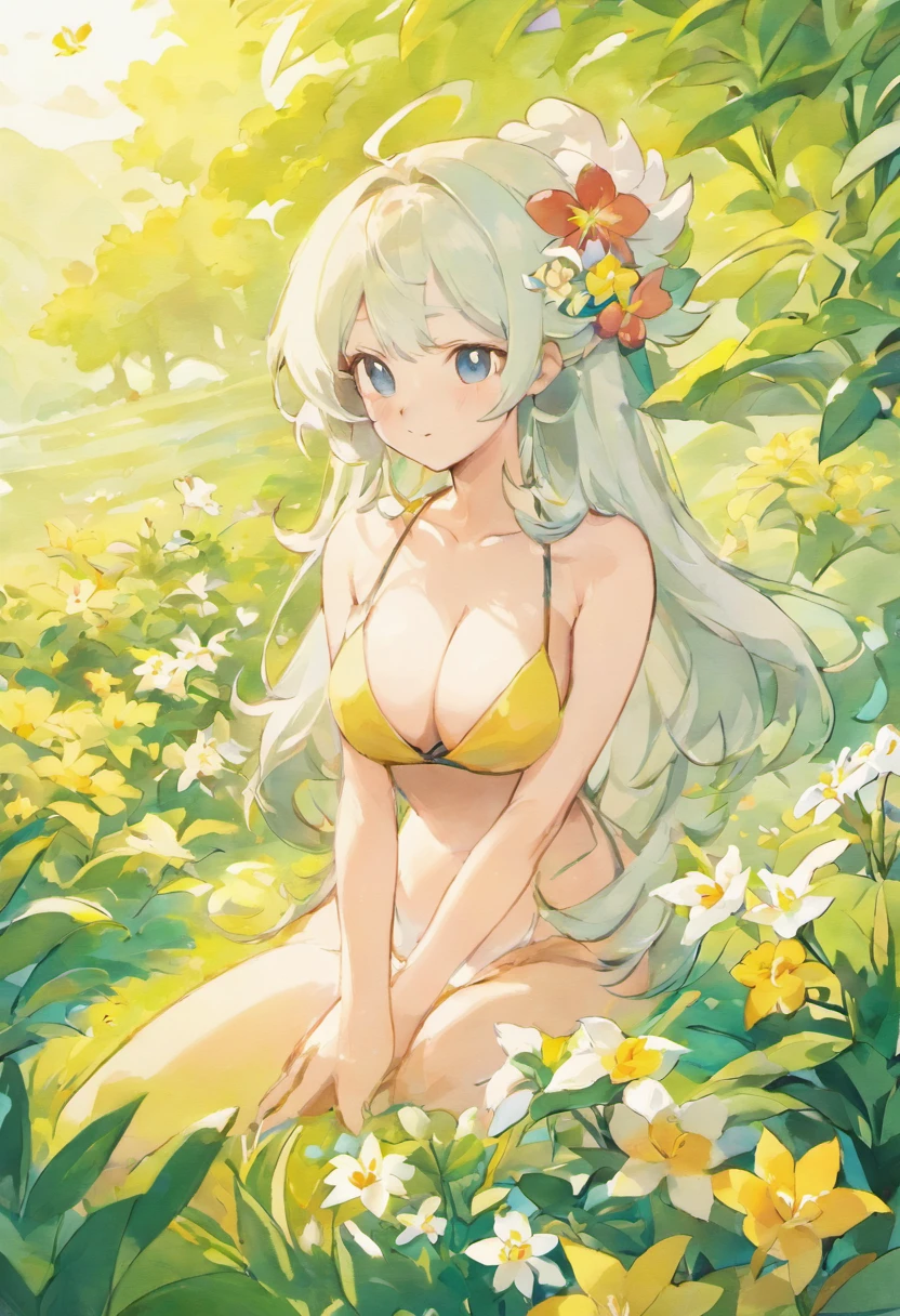 Field with beautiful flowers (close-up cleavage), meditate, Zazen, A meditative (Chinese landscape painting), (ink and watercolor painting), (8k wallpaper), (Light and Shadow Effect), rendering by octane, White balance design, Extremely detailed image representation, Wide angles, depth of fields, masterpiece, realistic, beautifully portrayed, a detailed, accurate, Masterpieces, masterpiece”