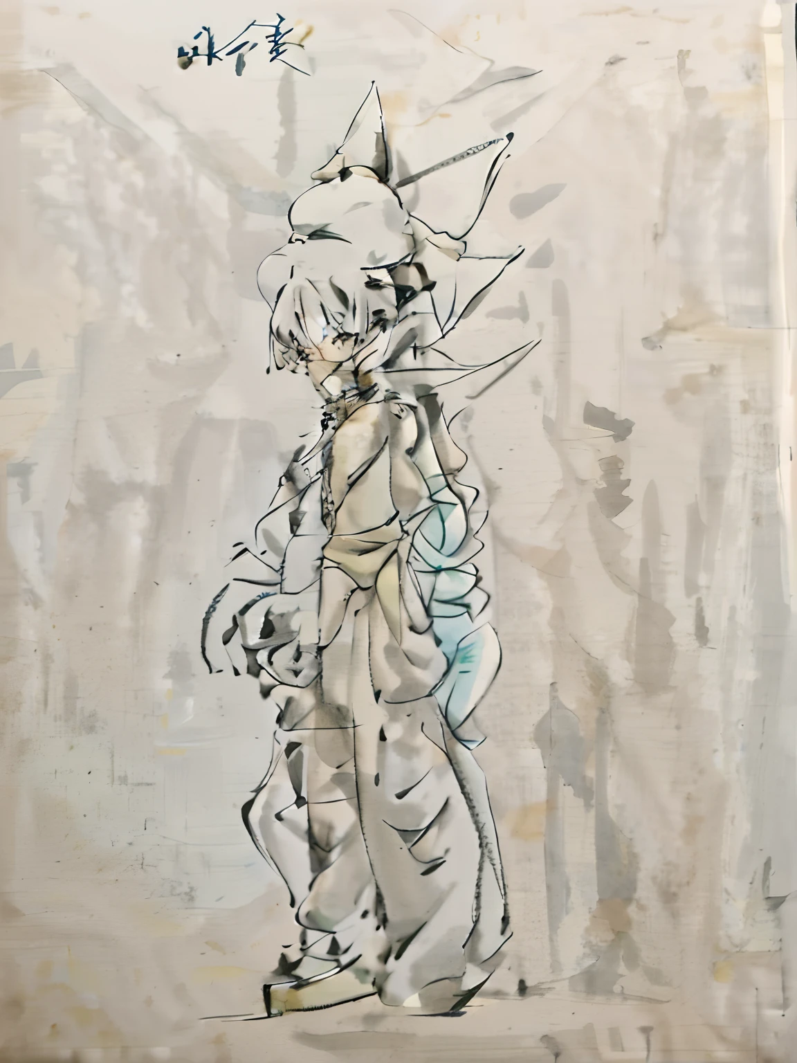 drawing of a man with a hat and a jacket on, villain pose, greek god in mecha style, old sketch, unknown artstyle, full length character, rough sketch, with out shading, complex fantasy character, concept character, detailed but rough, full body concept, merged character, loose pencil sketch, draconic looking armor, humanoid form