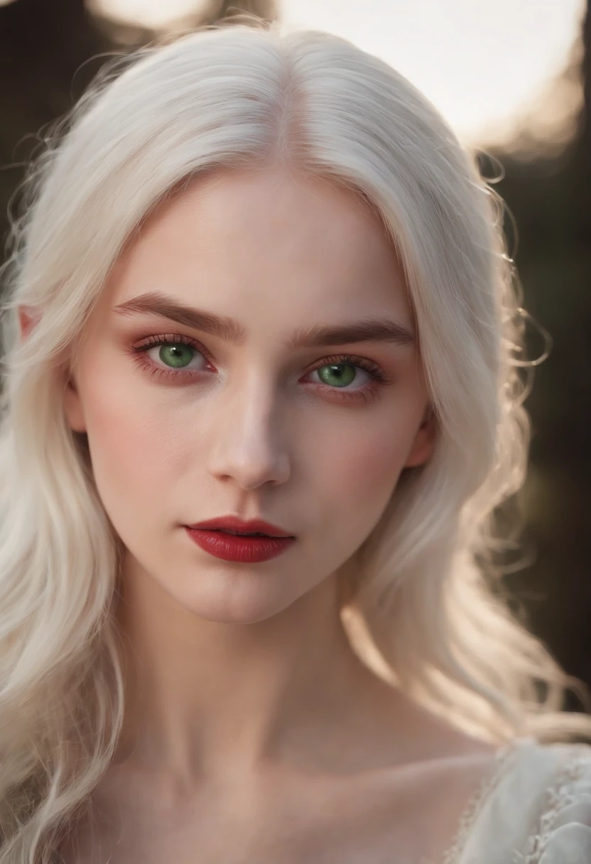 (((a deep reddish wound crosses her left cheek))) fair complexion, boy around 15 years old, natural white hair, distinctive green eyes, slender and graceful, beautiful, candlelight in a medieval setting, ultra sharp focus, realistic shot, Maker, tetradic colors (scar:1.4)
