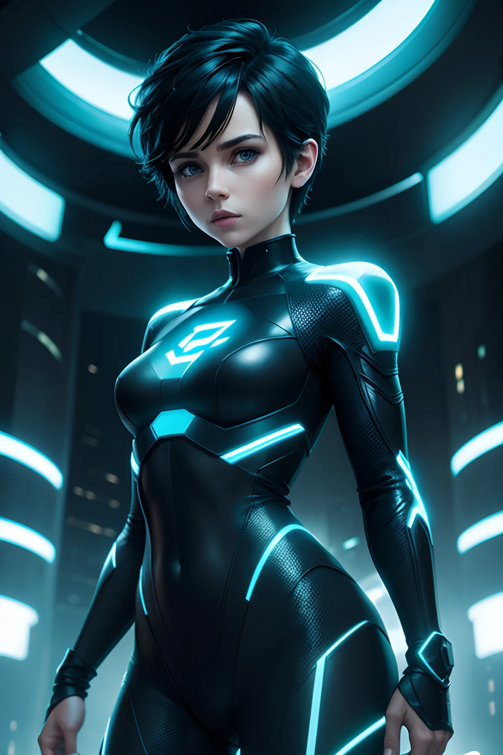 Tron legacy movie, female, pixie hair