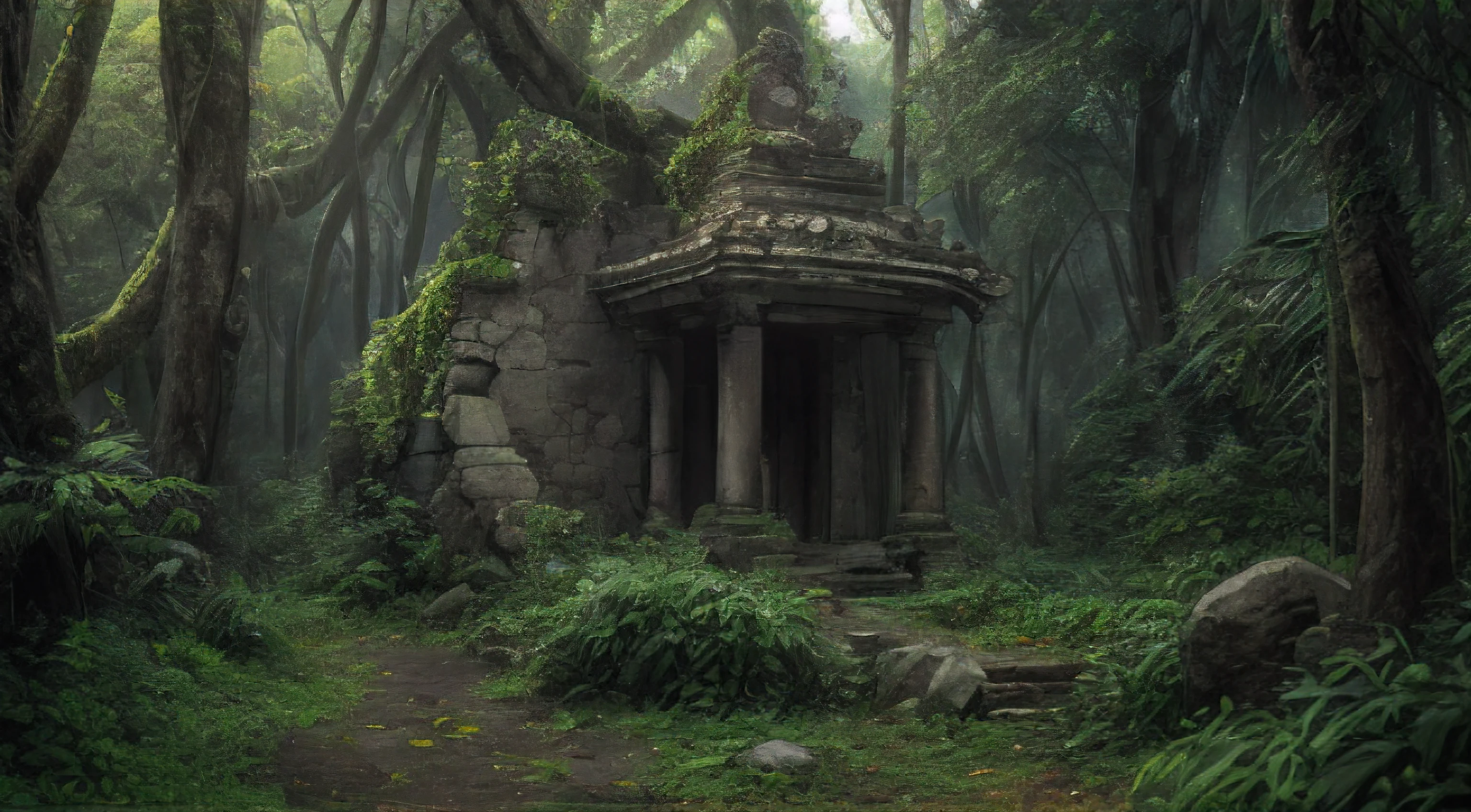 An ancient Maya ruins site transforms into a mesmerizing scene. The prominent feature is Quetzalcoatl, the feathered serpent god, gracefully coiling through the ruins. The ruins are intricately adorned with intricate carvings and symbols, representing the rich culture and history of the Maya civilization. The surrounding rainforest is lush and teeming with life, with vibrant green foliage and exotic animals adding to the enchanting atmosphere. The scene exudes a sense of mystery, with rays of sunlight piercing through the dense canopy, casting intriguing patterns on the ancient stones. The image is of high definition, capturing every minute detail of the ruins and the rainforest. The colors are vivid and saturated, bringing the scene to life. The lighting is carefully designed to enhance the atmospheric ambiance, with soft golden hues reflecting off the ancient stone sculptures and shimmering through the trees.