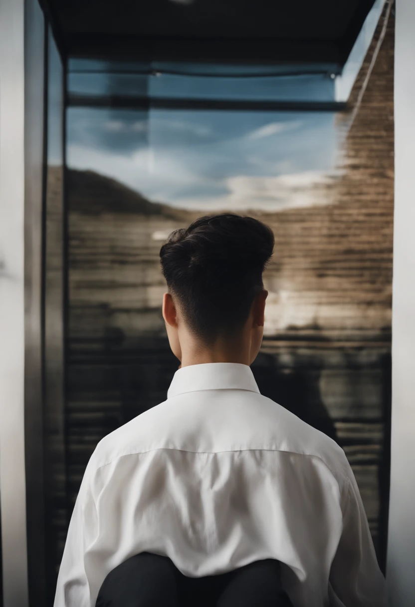 White shirt、Rear view